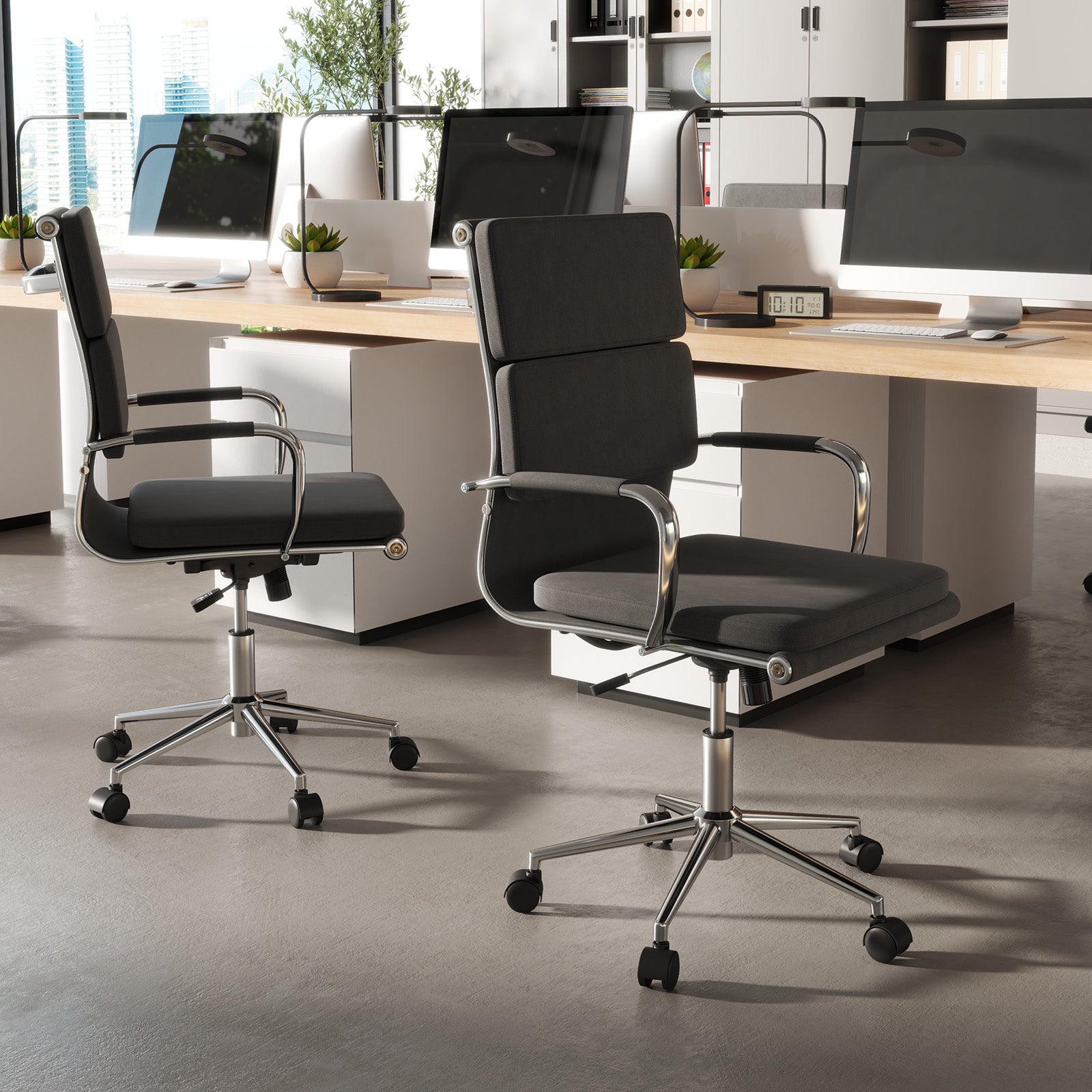 Modern Leatharire Conference Chair with Rocking Backrest-Grey