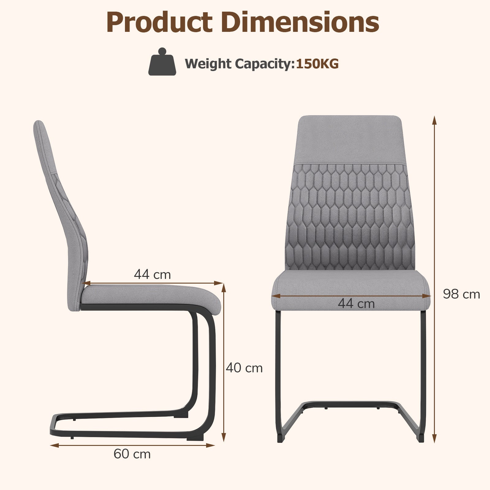 Modern Dining Chair Set of 4 Upholstered Accent Chair-Grey