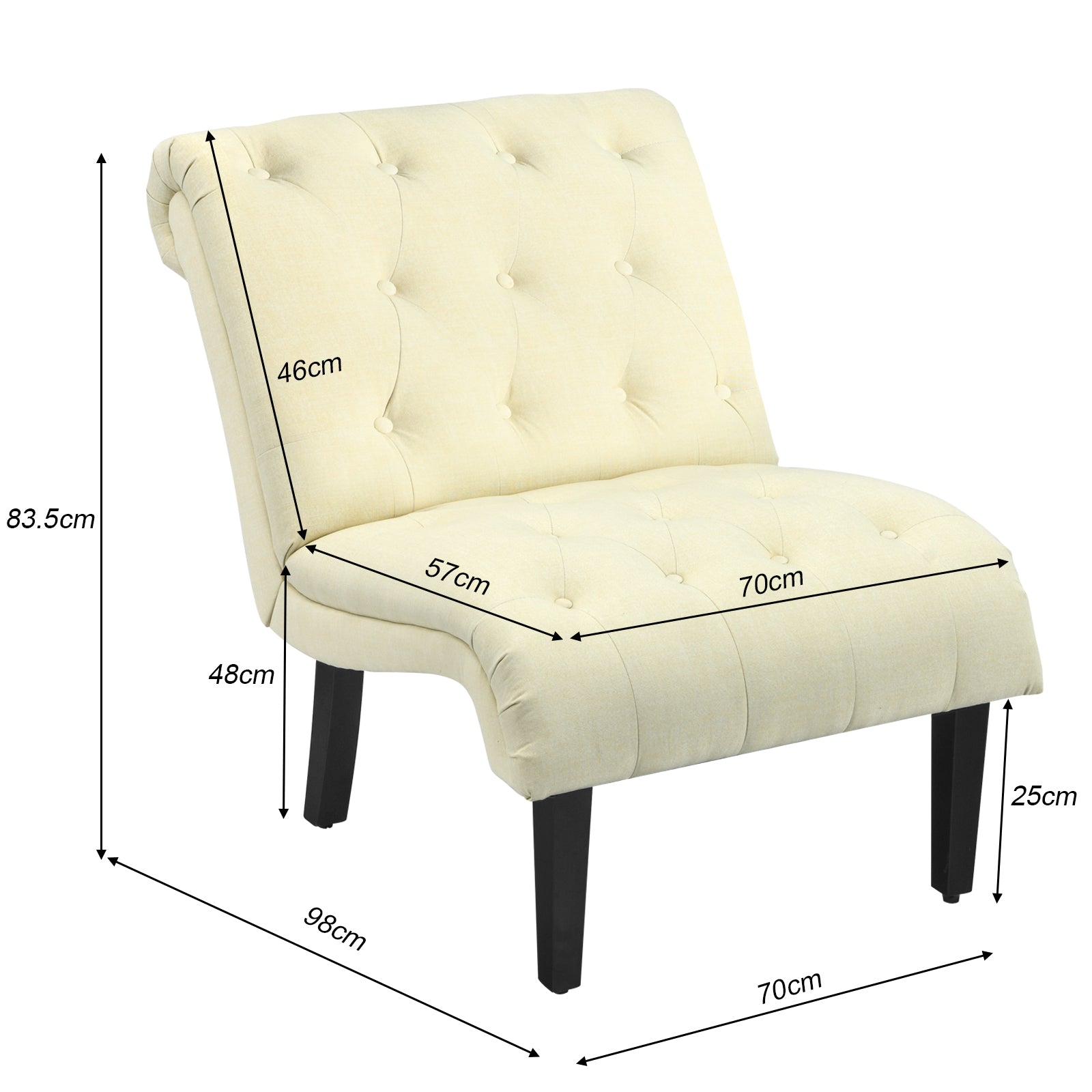 Modern Upholstered Accent Chair with Button Tufted Linen Fabric-Beige