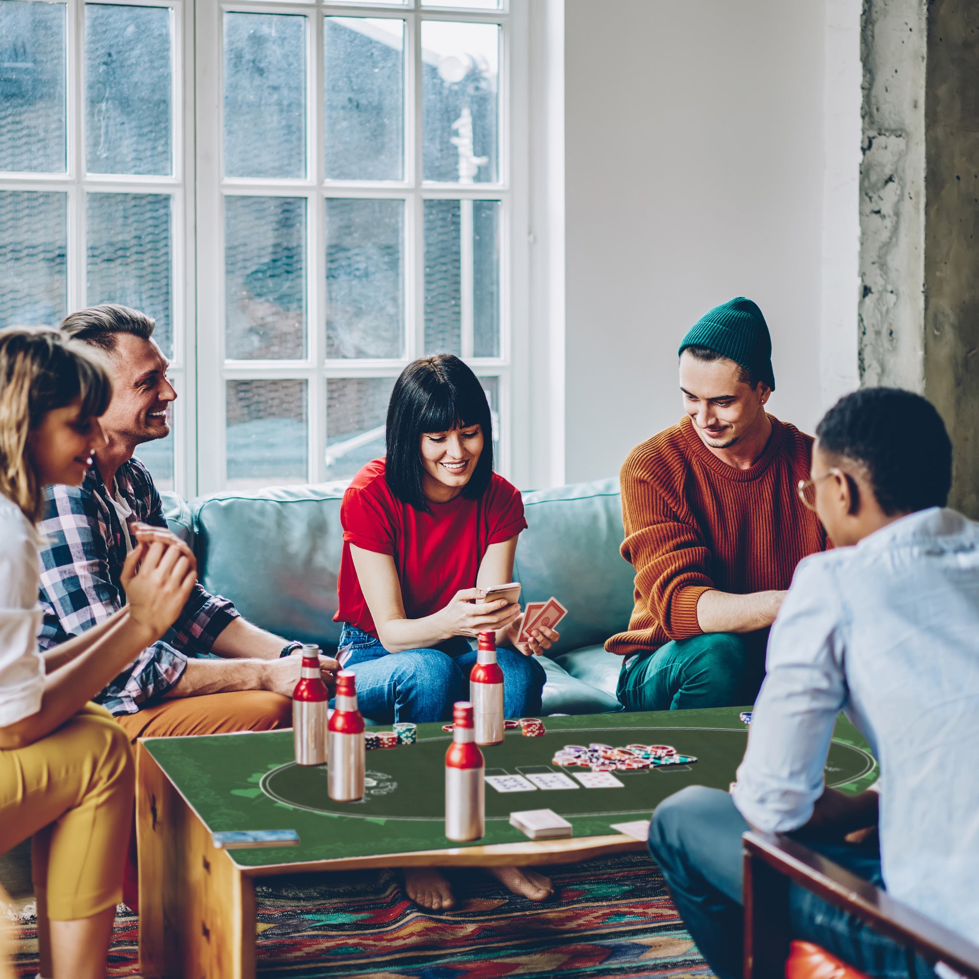SPORTNOW Professional Poker Mat, Six-Player Water-resistant Poker Table with Felt Surface, Carry Bag, Green