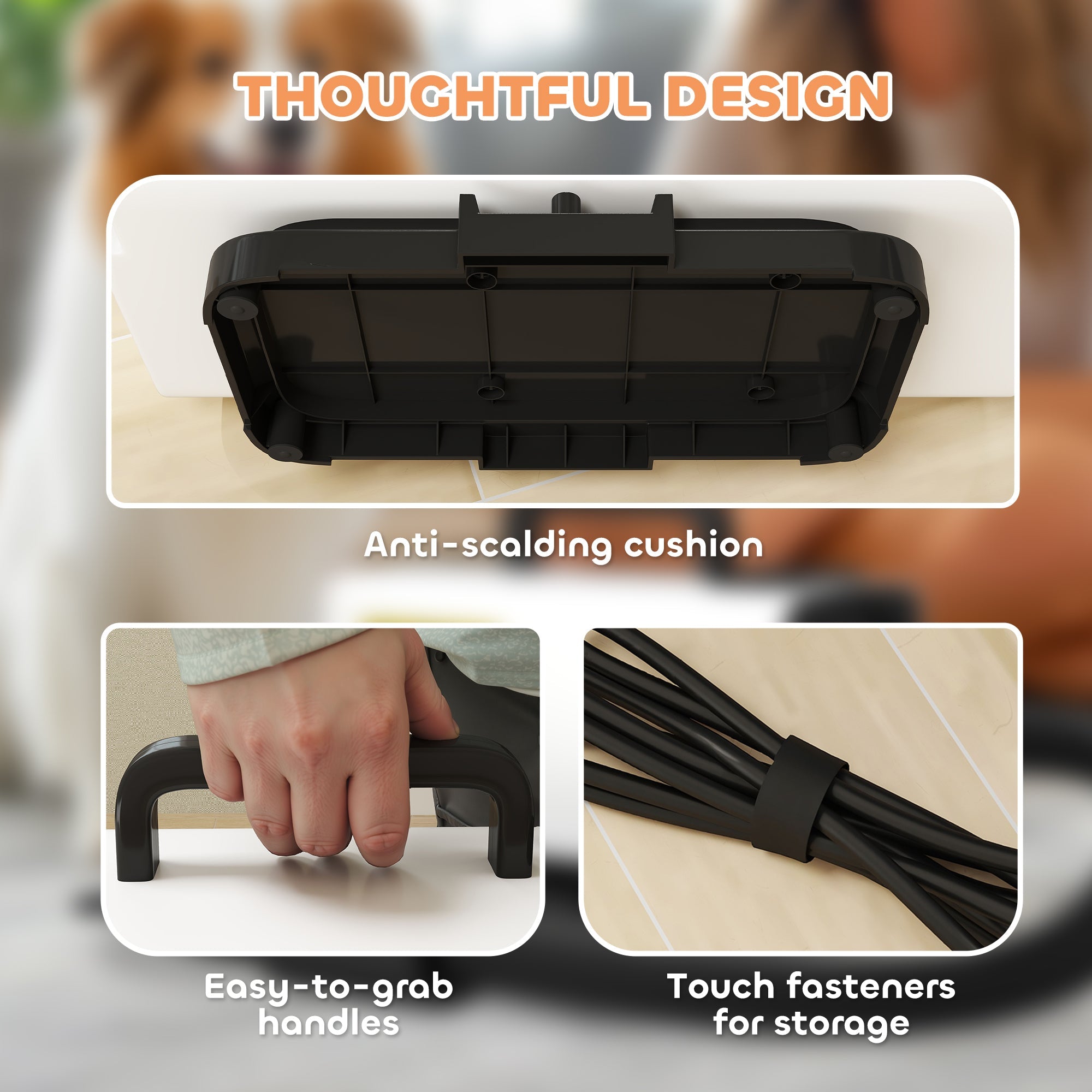 PawHut 2200W Dog Hair Dryer with Auto Adjustable Temperature & Airflow, 3 Nozzles, Digital Screen, for Dogs Cats, White