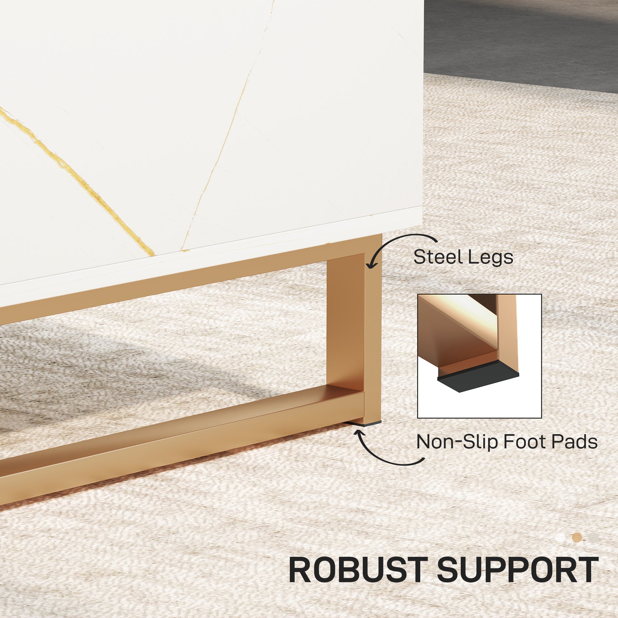 HOMCOM Elegant Marble Effect Storage Coffee Table - White