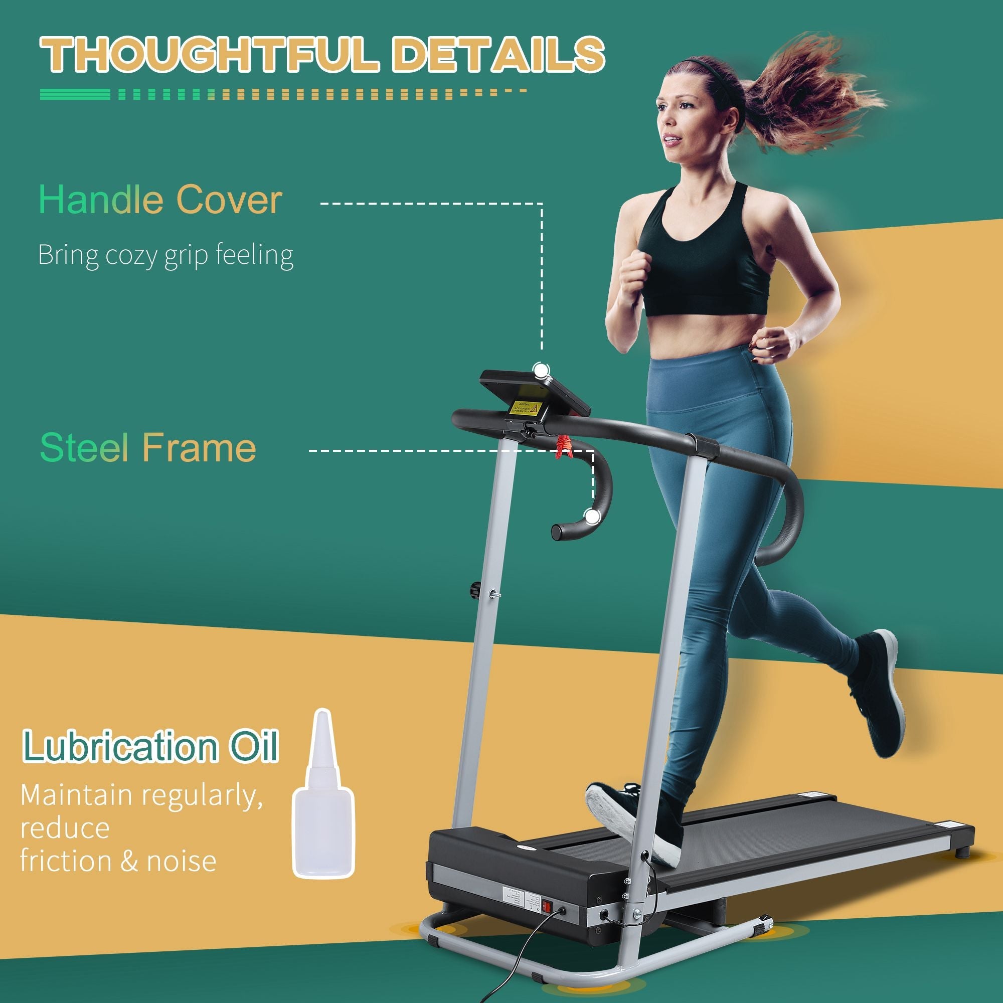 HOMCOM Folding Treadmill with Incline, Walking Pad Treadmill for Home, 1-10km/h Under Desk Running Machine with LCD Display and Wheels, No Assembly, Grey
