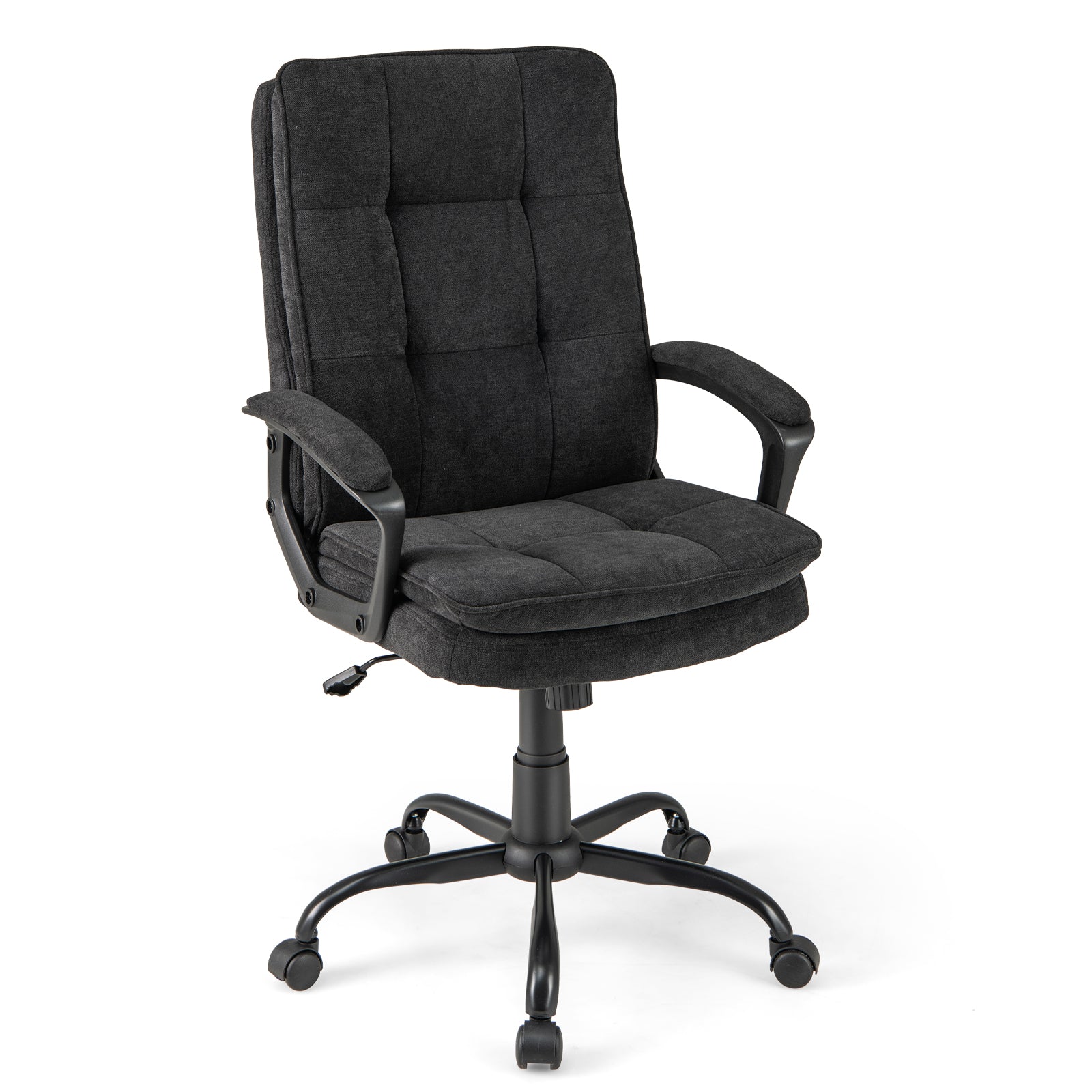 Height-adjustable Office Chair with Rocking Function and Armrest-Black