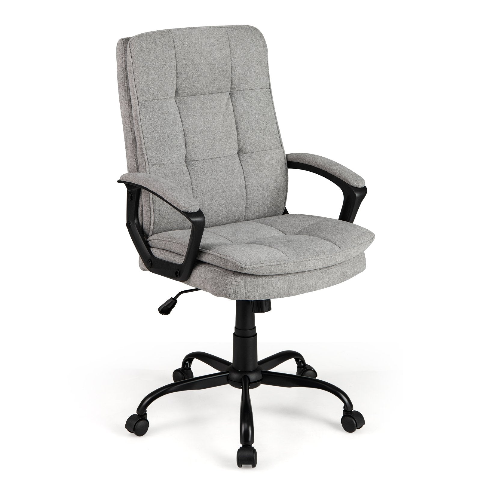 Height-adjustable Office Chair with Rocking Function and Armrest-Grey