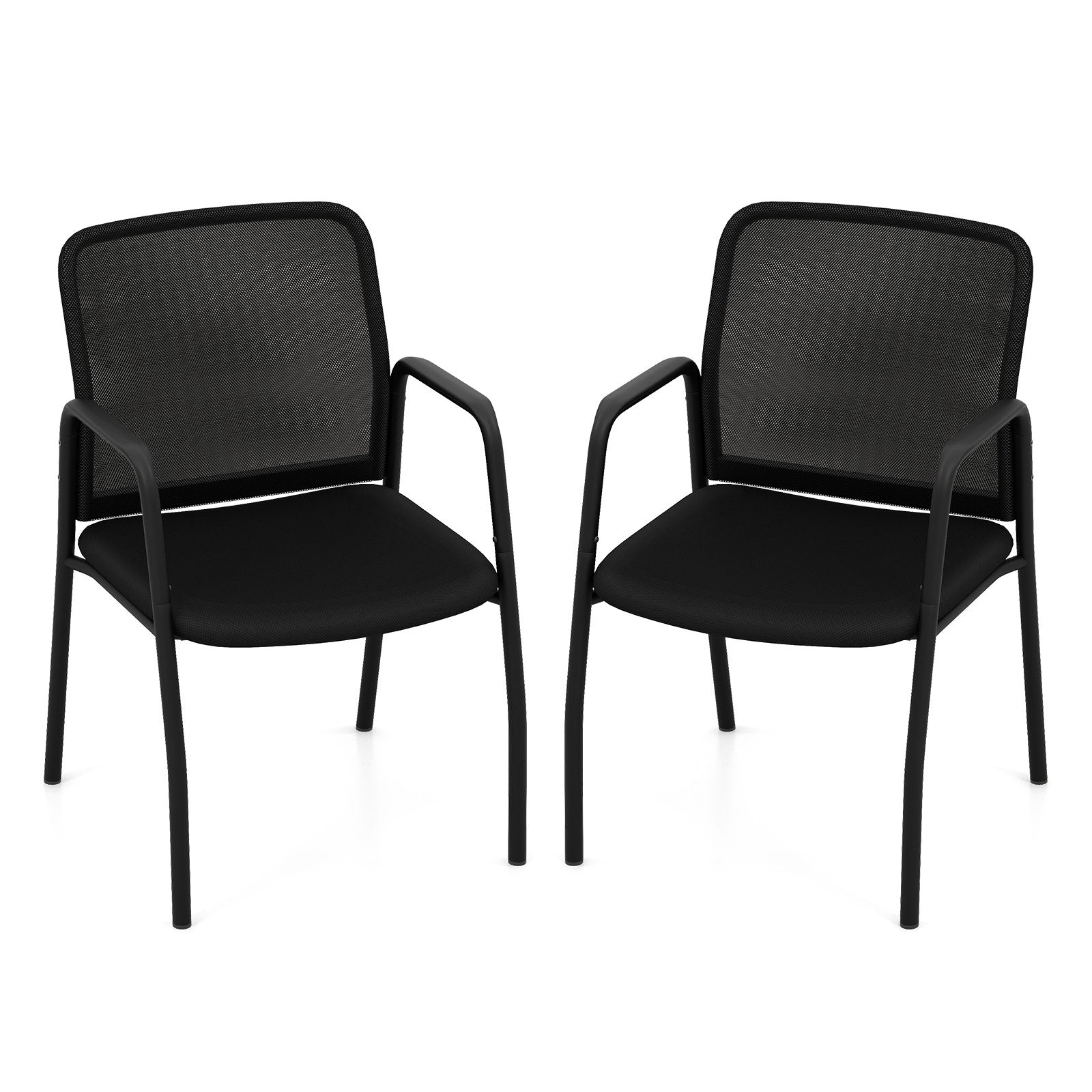 Office Guest Chairs with Ergonomic Mesh Backrest and Cushioned Seat-Black