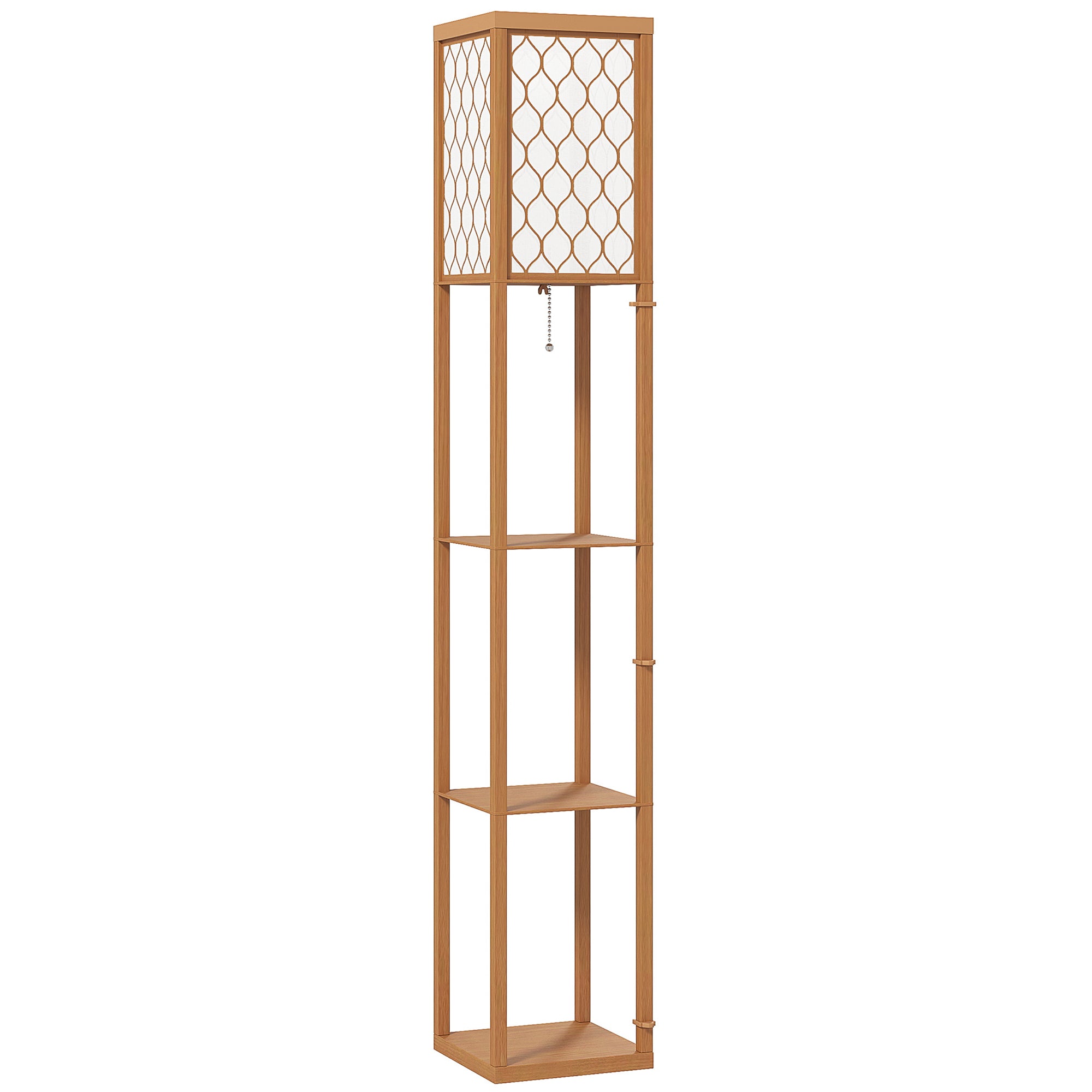 HOMCOM Three-Shelf Standing Lamp - Natural