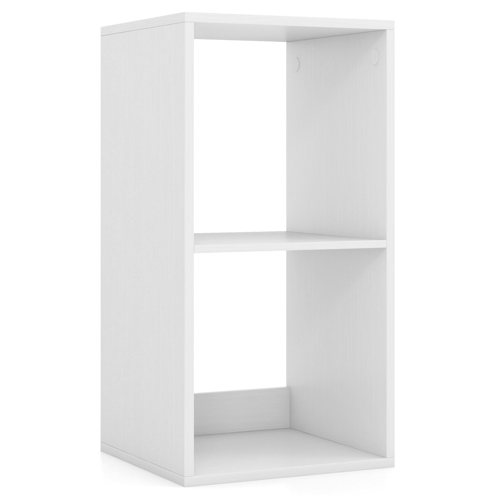 Open Back 2-tier Bookshelf with Anti-toppling Kit-White