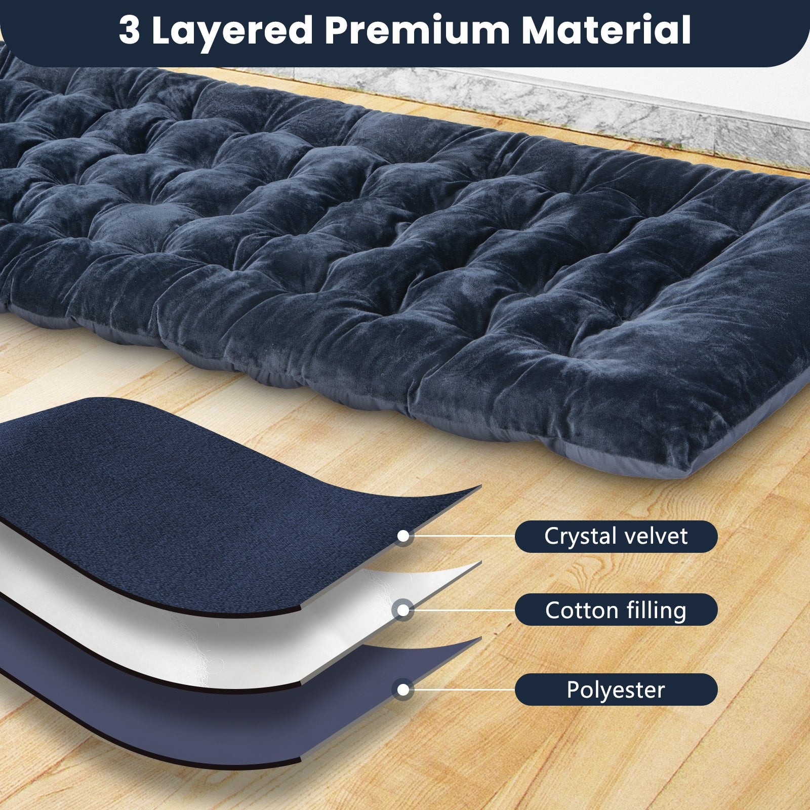 Outdoor Camping Cot Pads Crystal Velvet Sleeping Pads Mattress-Blue