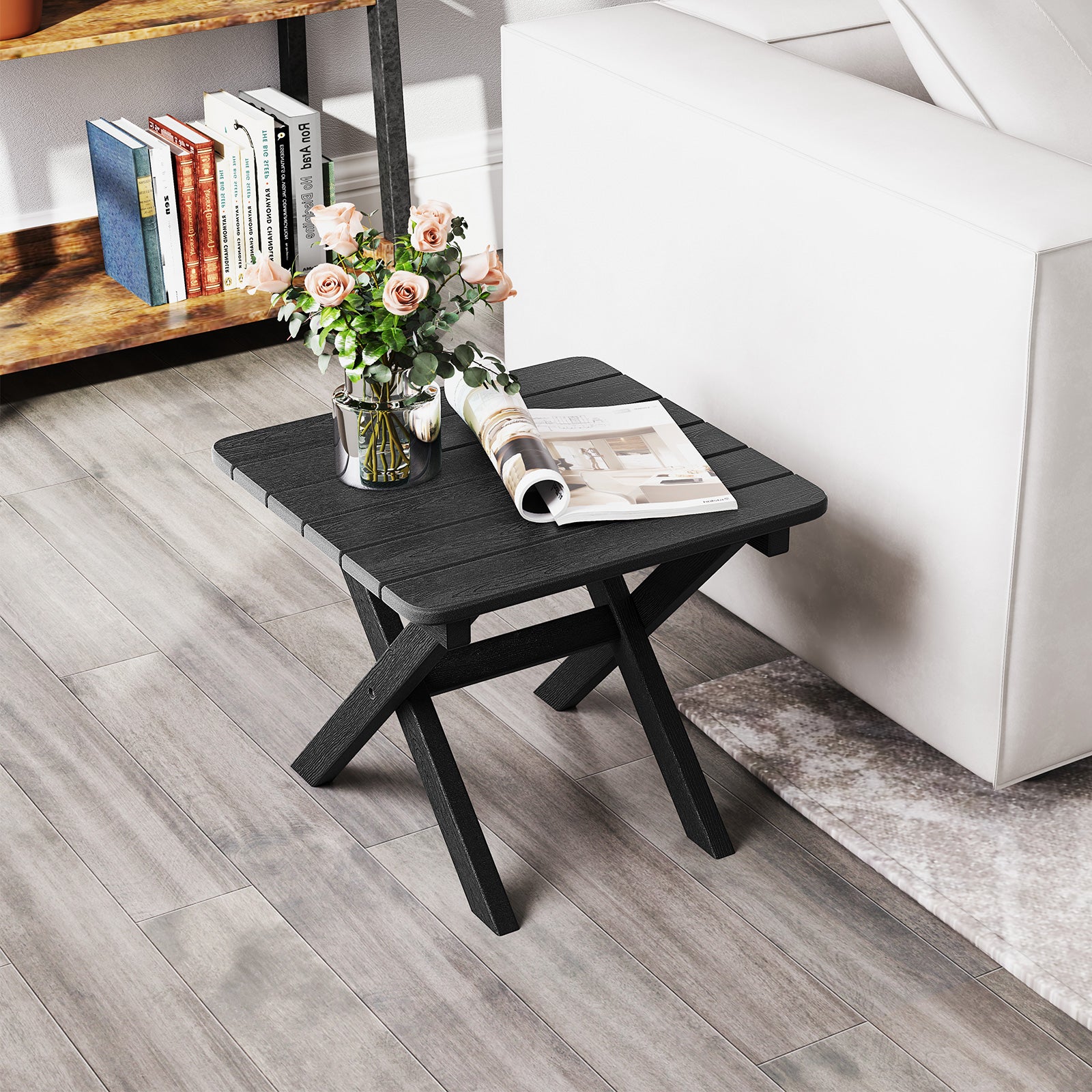 Outdoor Folding Side Table-Black