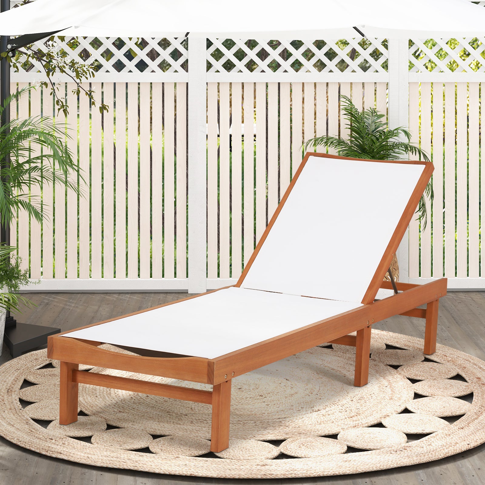 Outdoor Patio Fabric Chaise Lounge Chair 5-Position Recliner