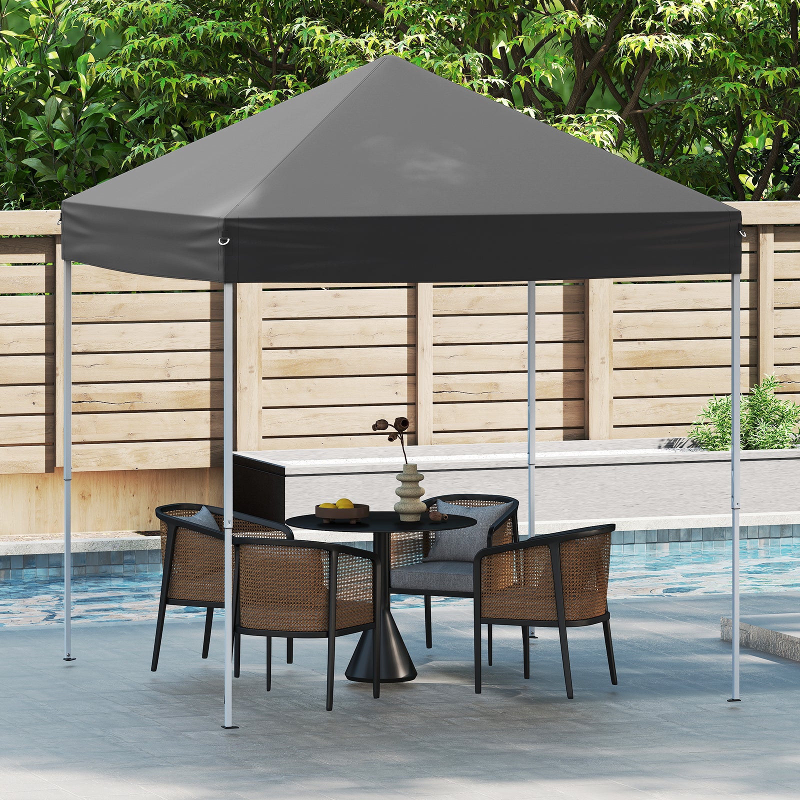Outdoor Folding Pop-up Canopy with Adjustable Heights and Carrying Bag-Grey