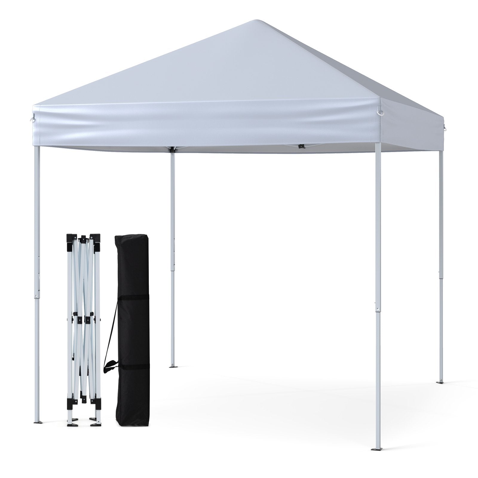 Outdoor Folding Pop-up Canopy with Adjustable Heights and Carrying Bag-White