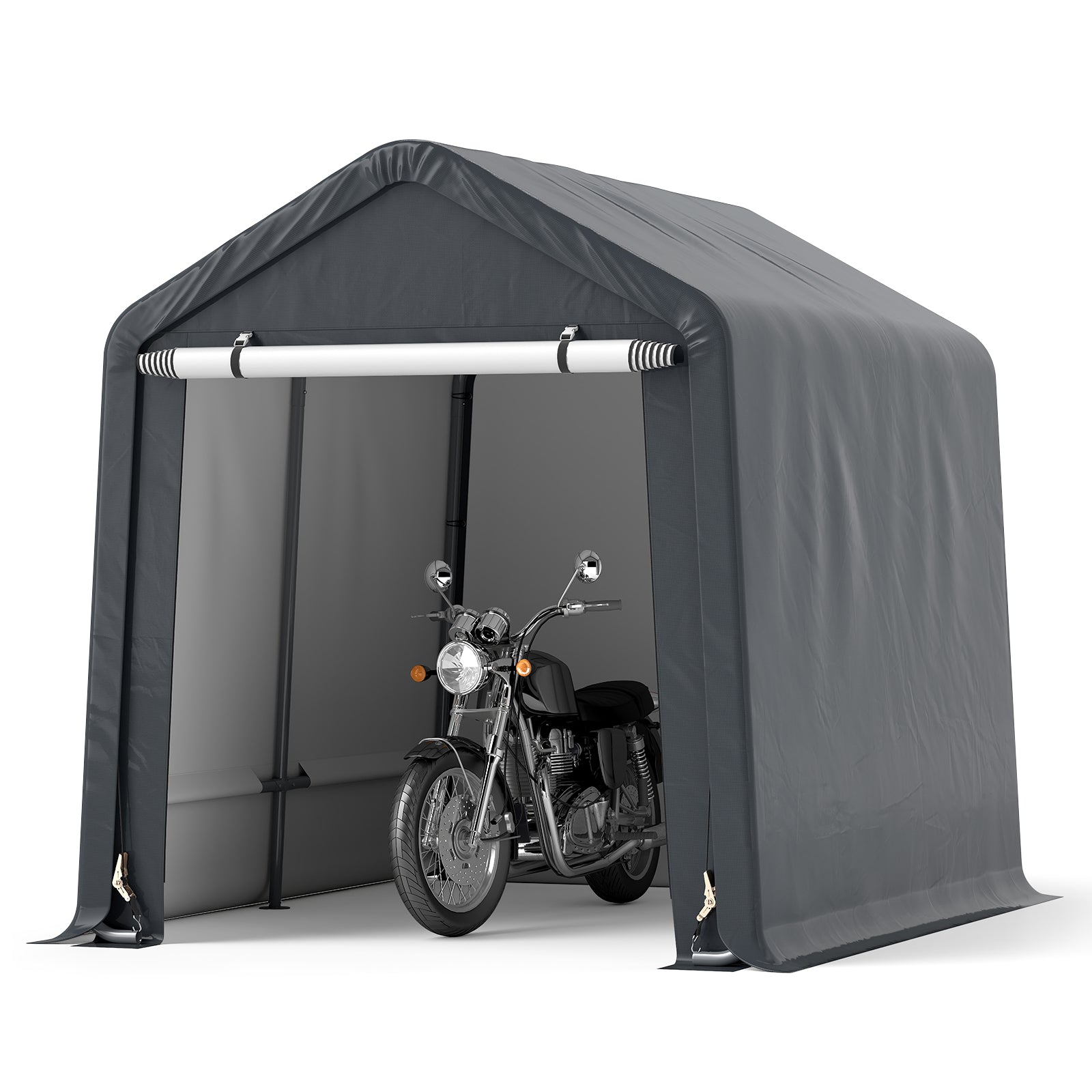 Outdoor Portable Storage Shelter with Roll up Zipper Door-Grey