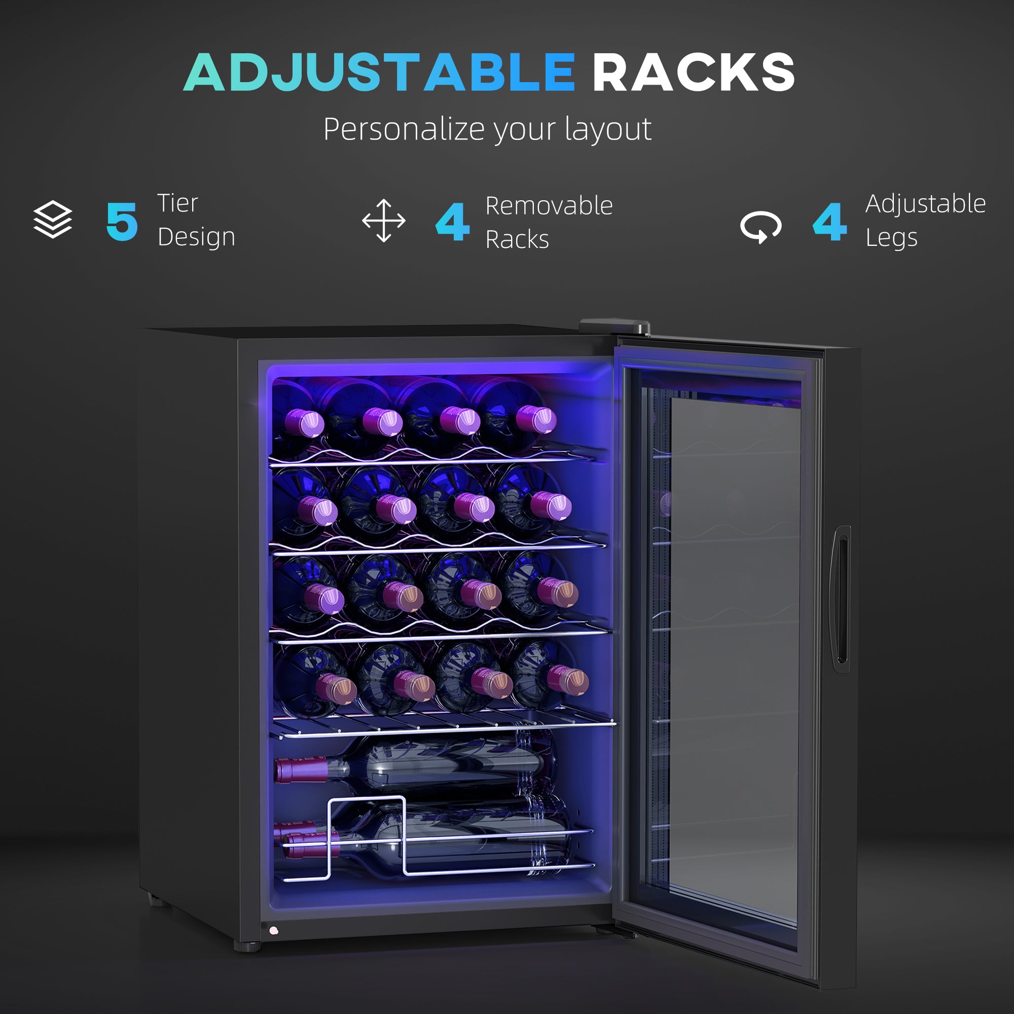 HOMCOM 20 Bottle 5-18√¢‚Äû∆í Countertop Wine Fridge - Black