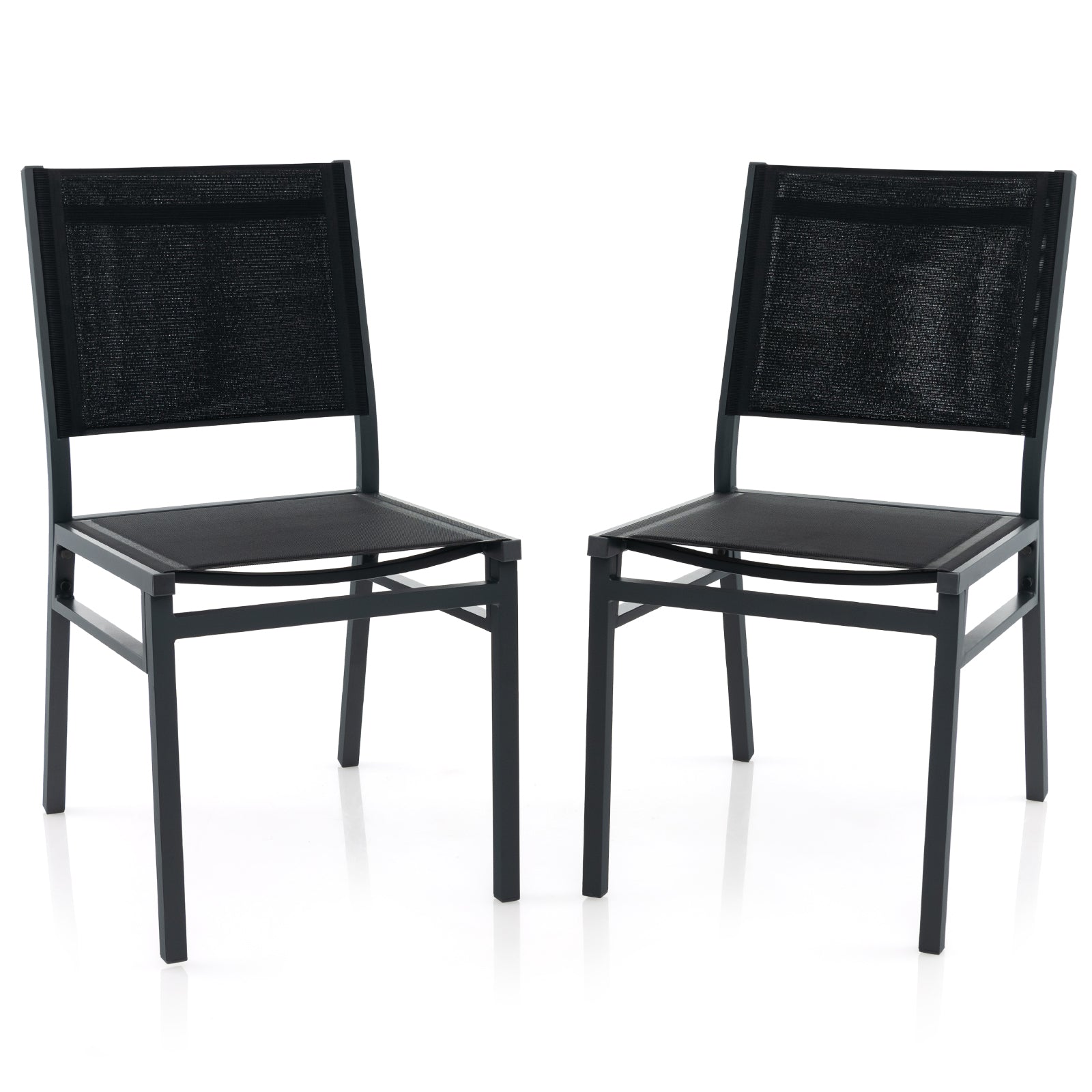 Patio Armless Chair with Breathable Seat and Backrest-2 Pieces