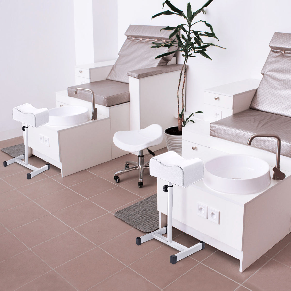 Adjustable Pedicure Manicure Footrest Salon Spa Tool-White