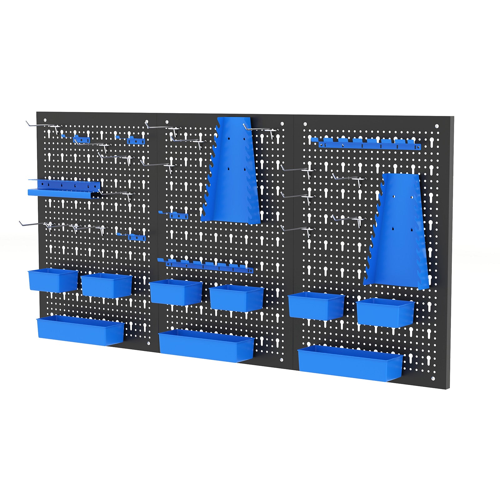 Pegboard Wall 9-Bin Parts Rack Organizer Heavy-Duty Utility Tool Storage Board-Blue