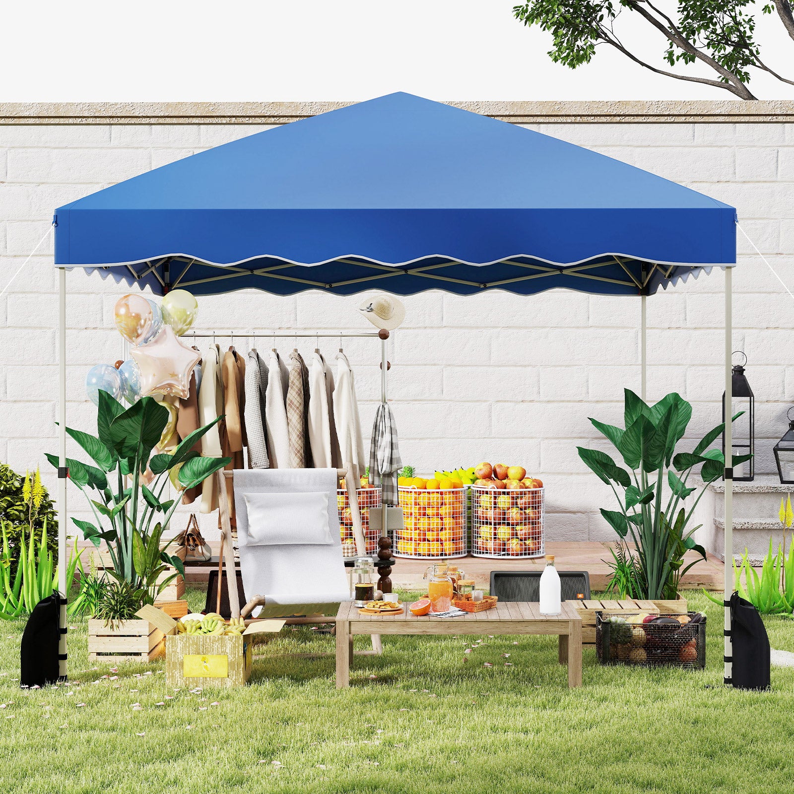 300 x 300 cm Pop up Canopy Tent with Wheeled Bag-Blue