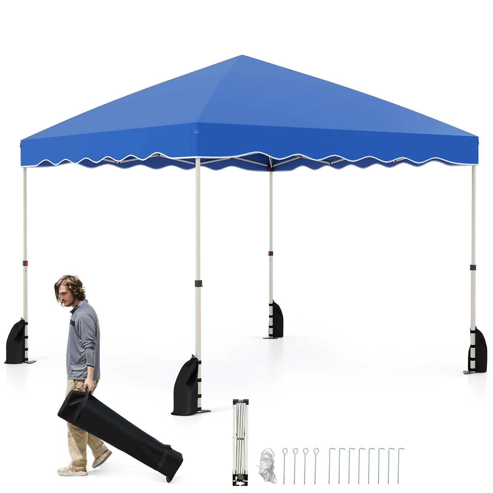 300 x 300 cm Pop up Canopy Tent with Wheeled Bag-Blue