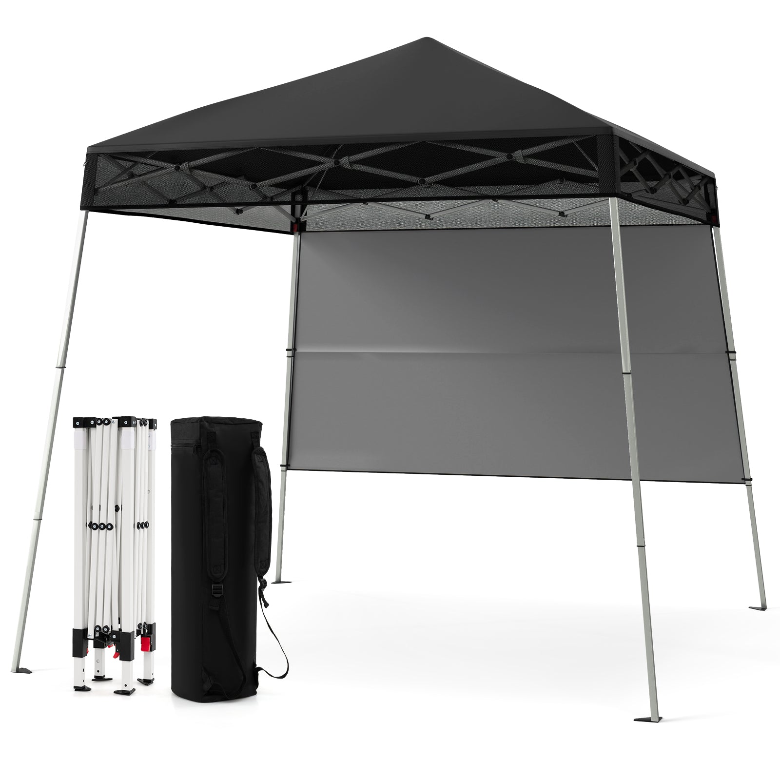 Pop up Canopy Tent with 1 Sidewall Outdoor Easy Setup Folding Gazebo Shelter-Black