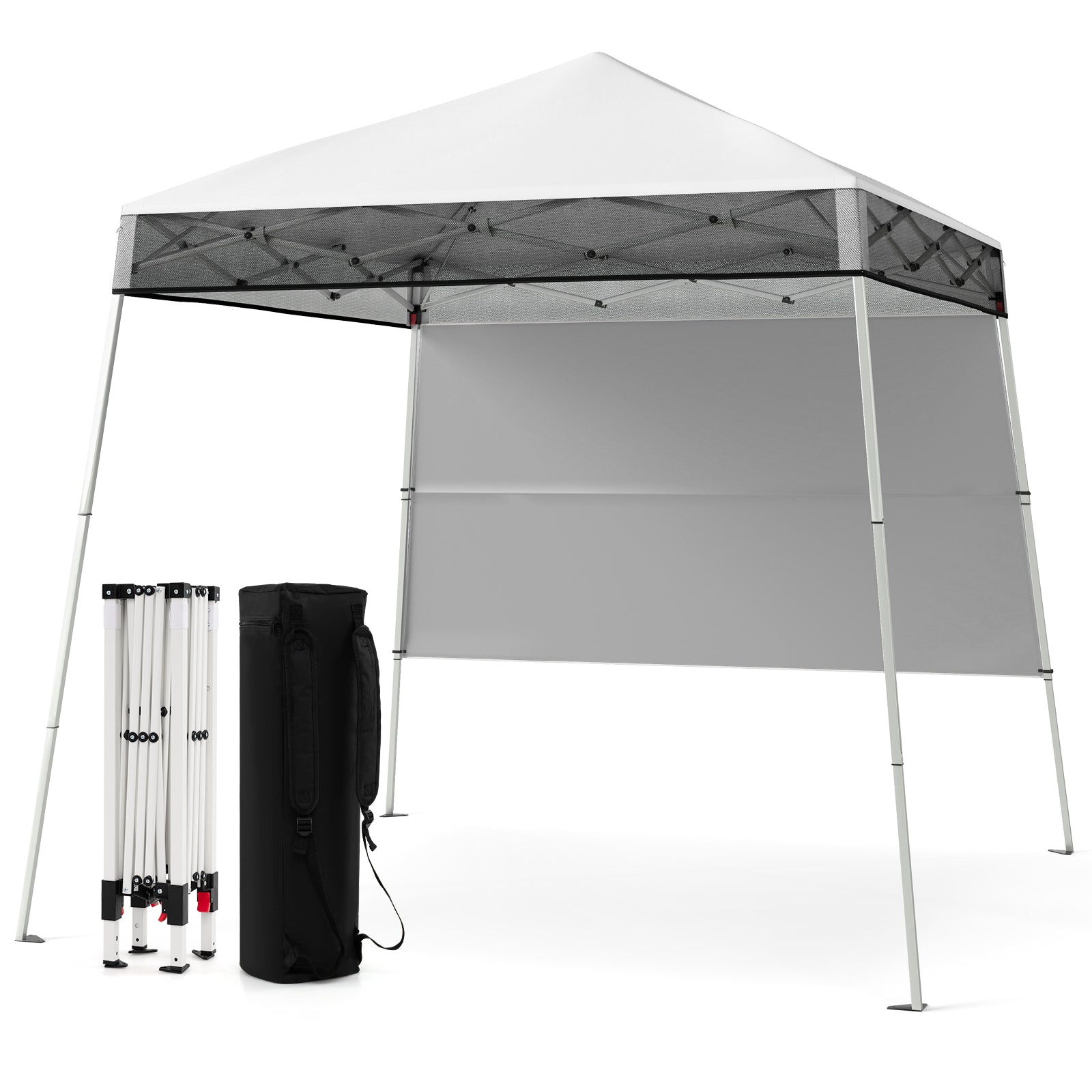 Pop up Canopy Tent with 1 Sidewall Outdoor Easy Setup Folding Gazebo Shelter-White