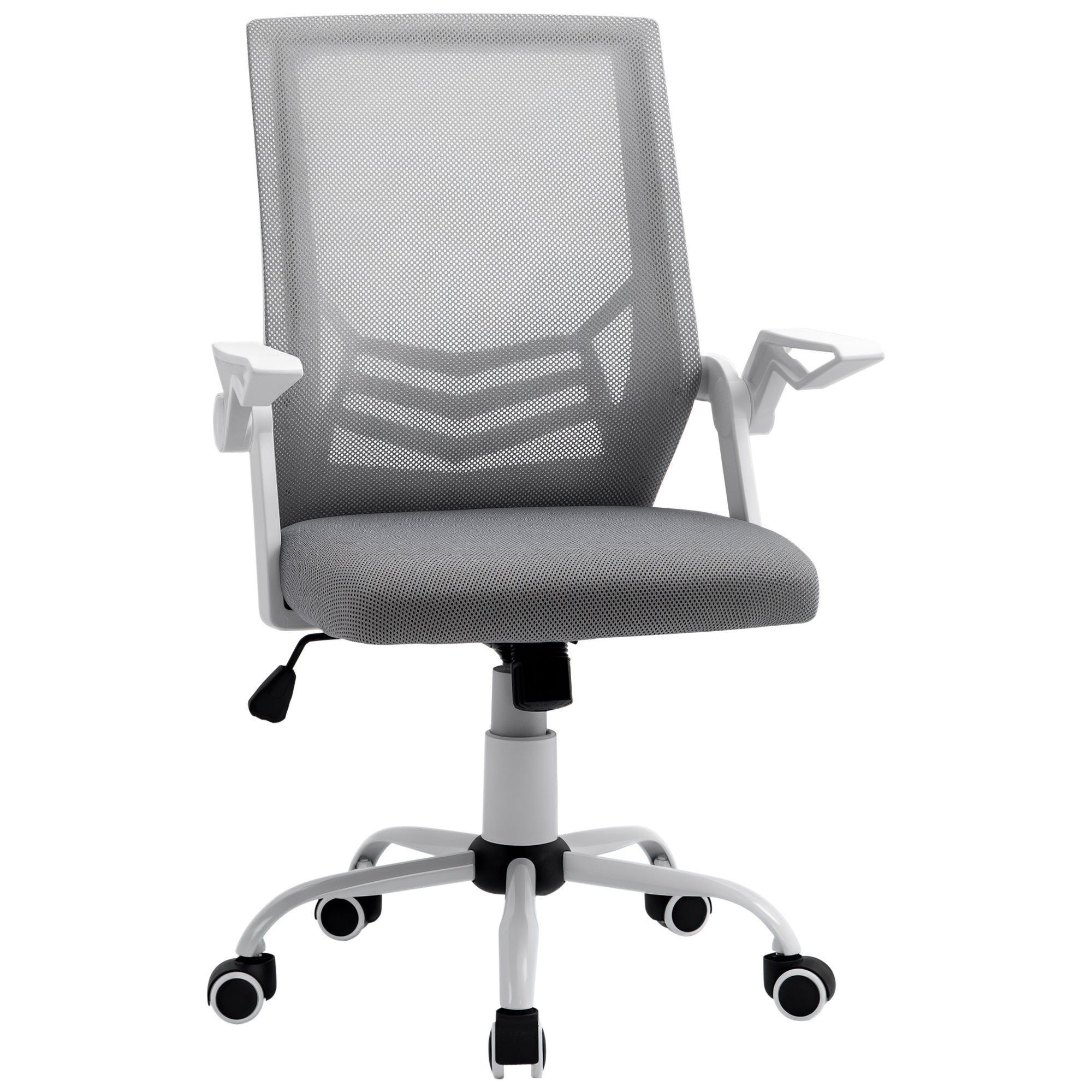 Vinsetto Mesh Office Chair with Flip-up Armrest, Swivel Computer Chair with Lumbar Support, Adjustable Height, Tilt Function for Home/Office, Grey