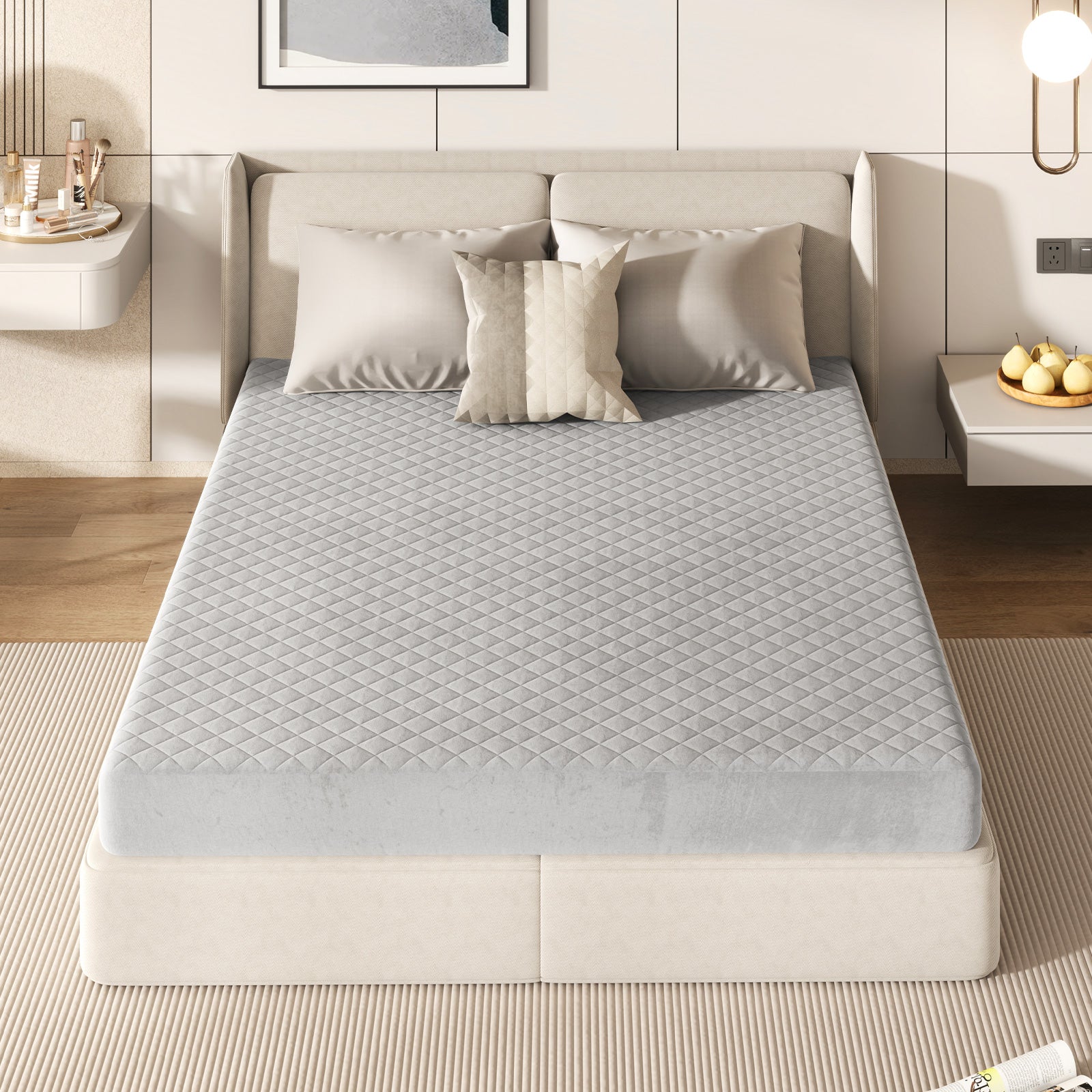 Twin/Queen/King Size Luxury Super Soft Velvet Mattress Protector-Queen size