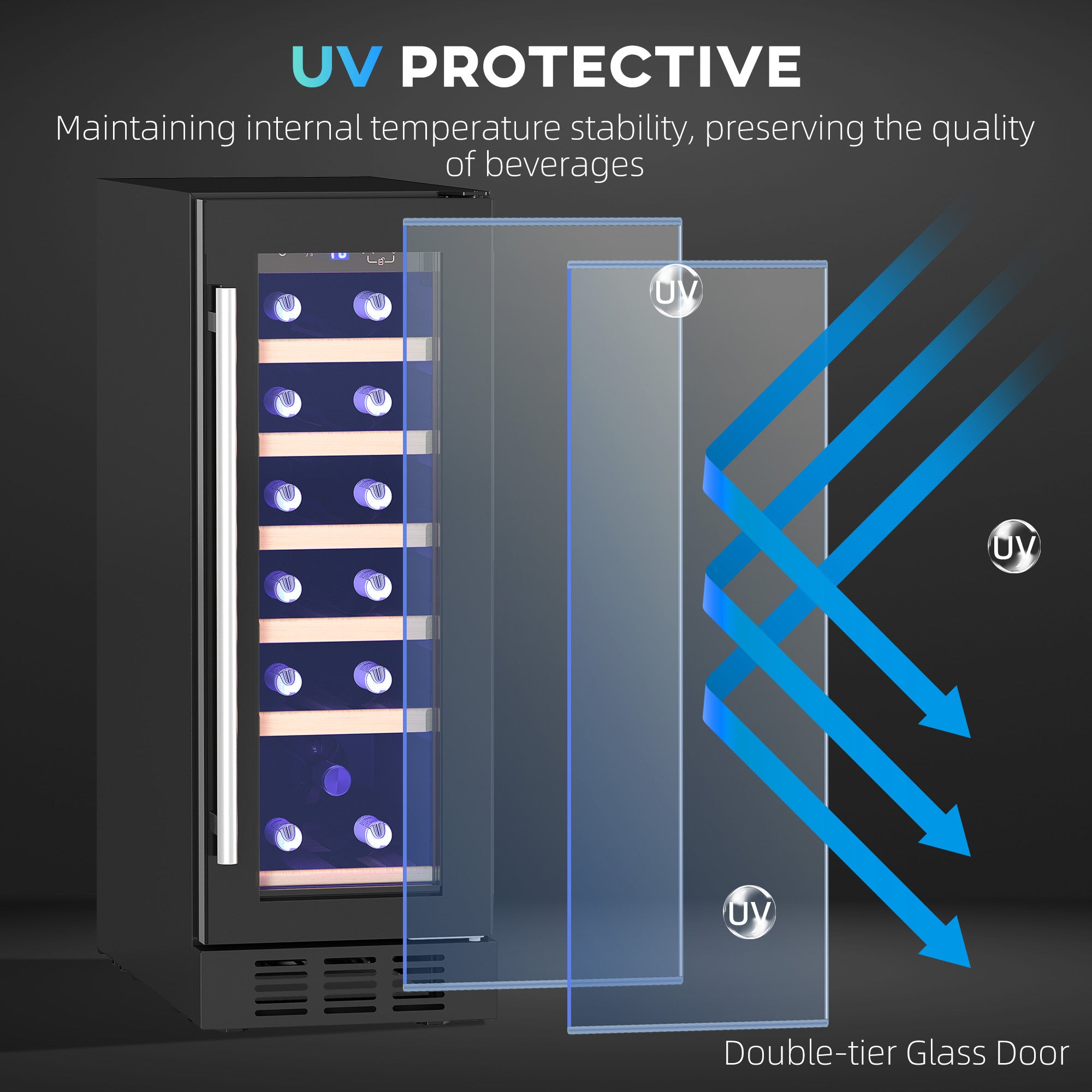 HOMCOM 19 Bottle 5-18√¢‚Äû∆í Wooden Rack Wine Fridge - Black