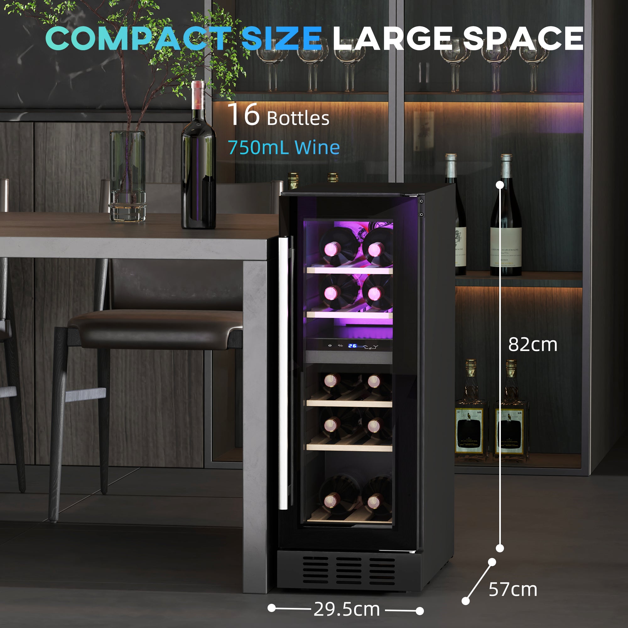 HOMCOM 16 Bottle Dual Zone 5-18√¢‚Äû∆í Wine Fridge - Black