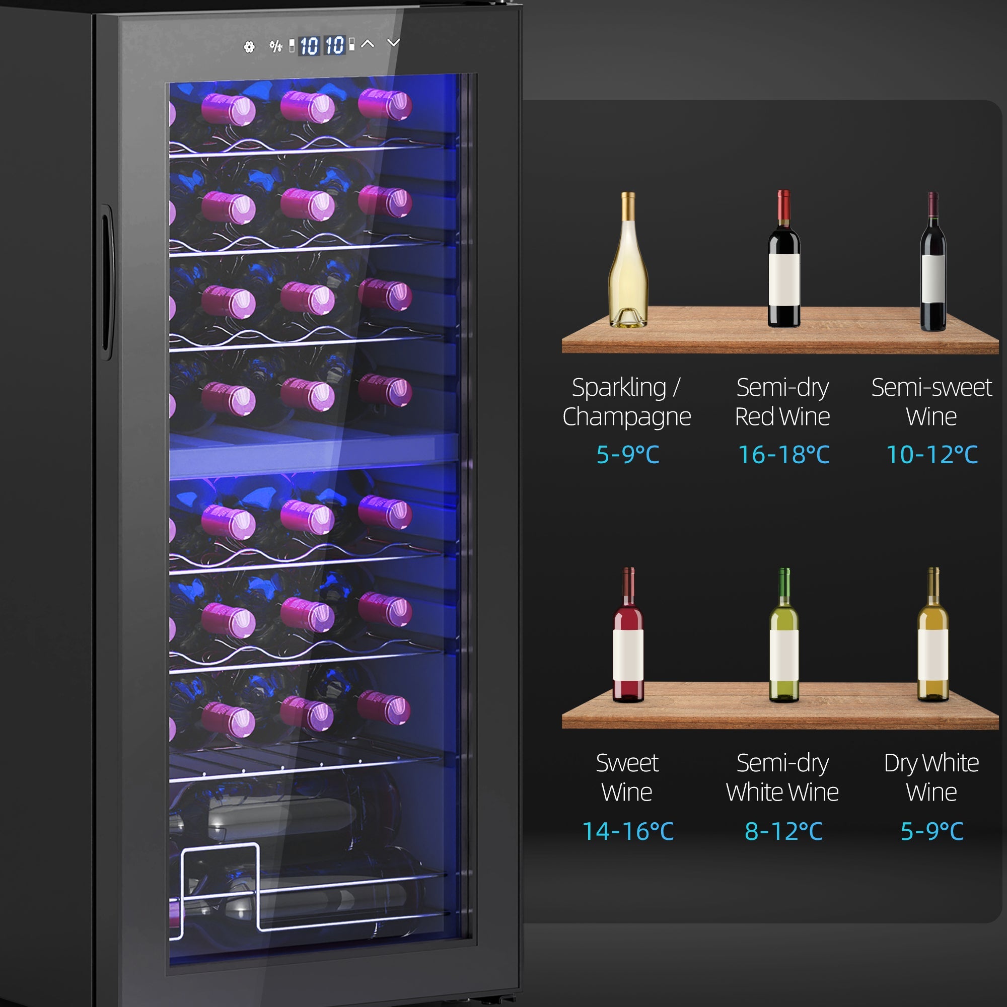 HOMCOM 32 Bottle Dual Zone 5-18√¢‚Äû∆í Wine Fridge - Black