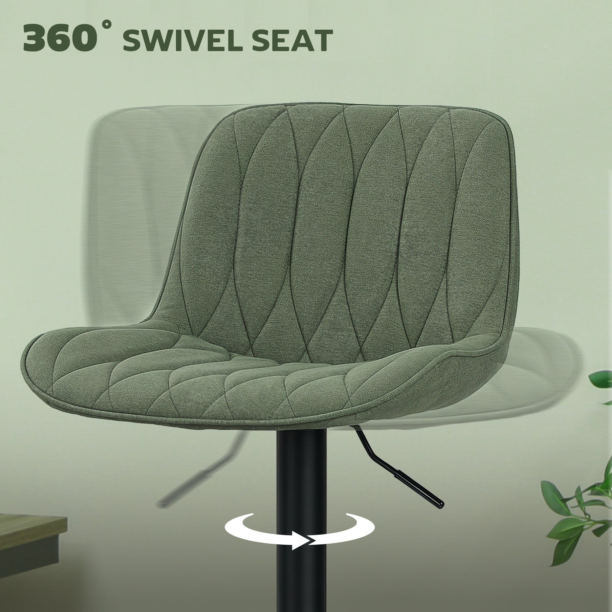 HOMCOM Set of Two Linen-Look Bar Stools - Green