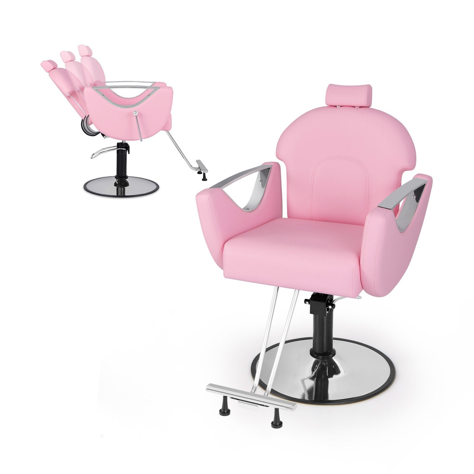 Reclining Salon Chair for Hair Stylist-Pink