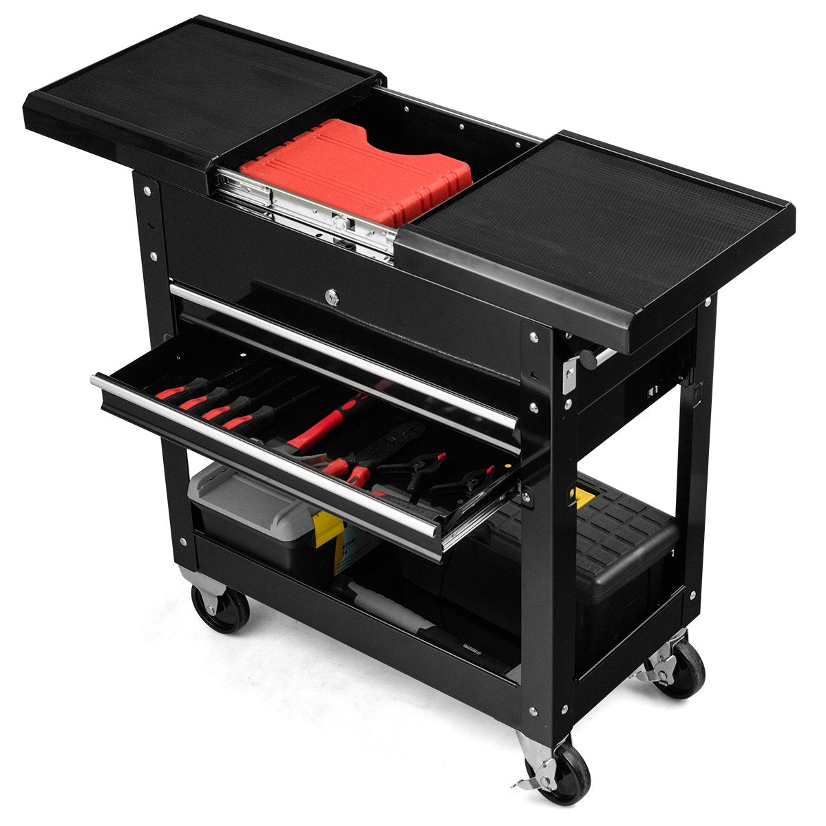 Lockable Rolling Tool Cart with Wheels and Drawers