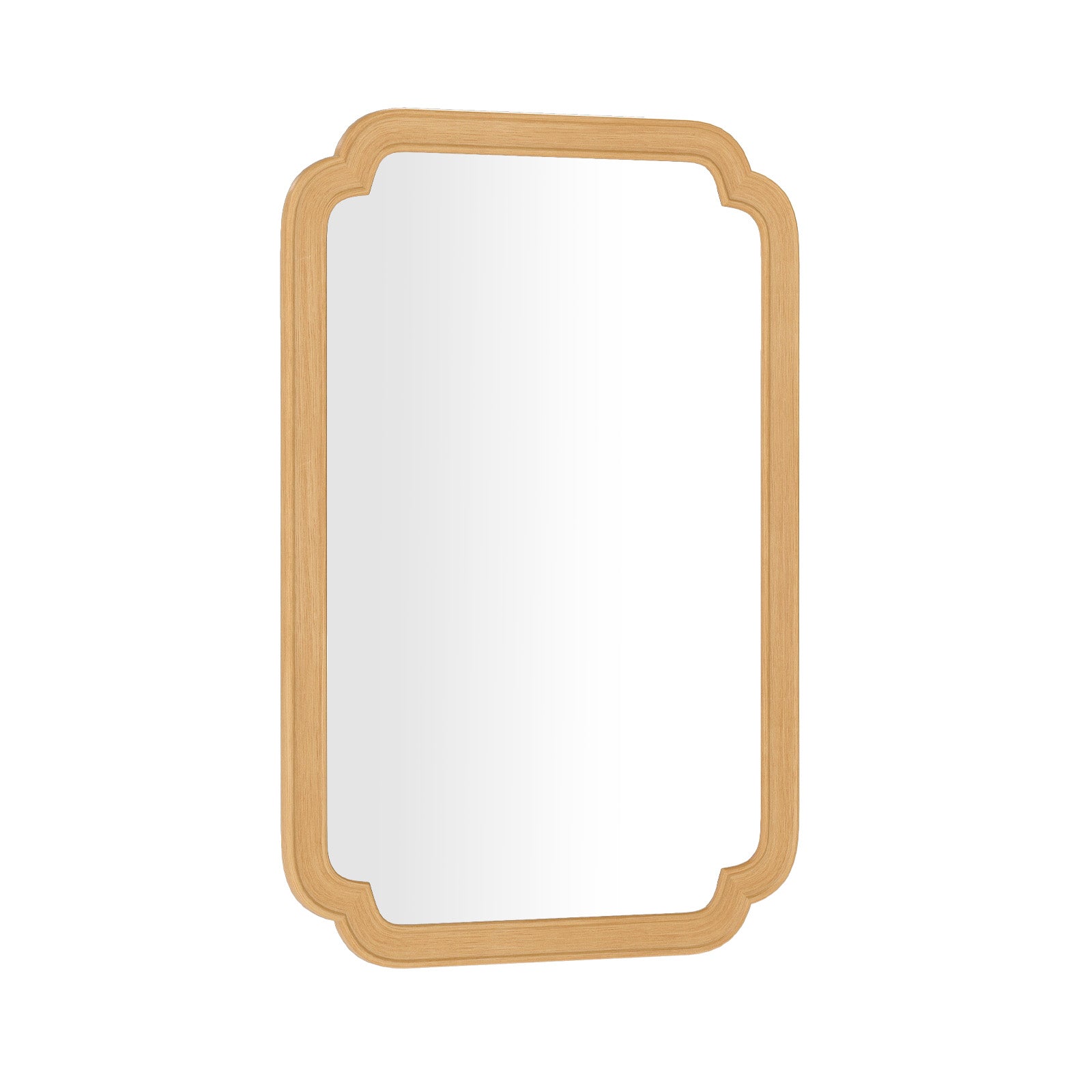 Rounded Corner Arch Wall Mirror for Bathroom Living Room-Natural