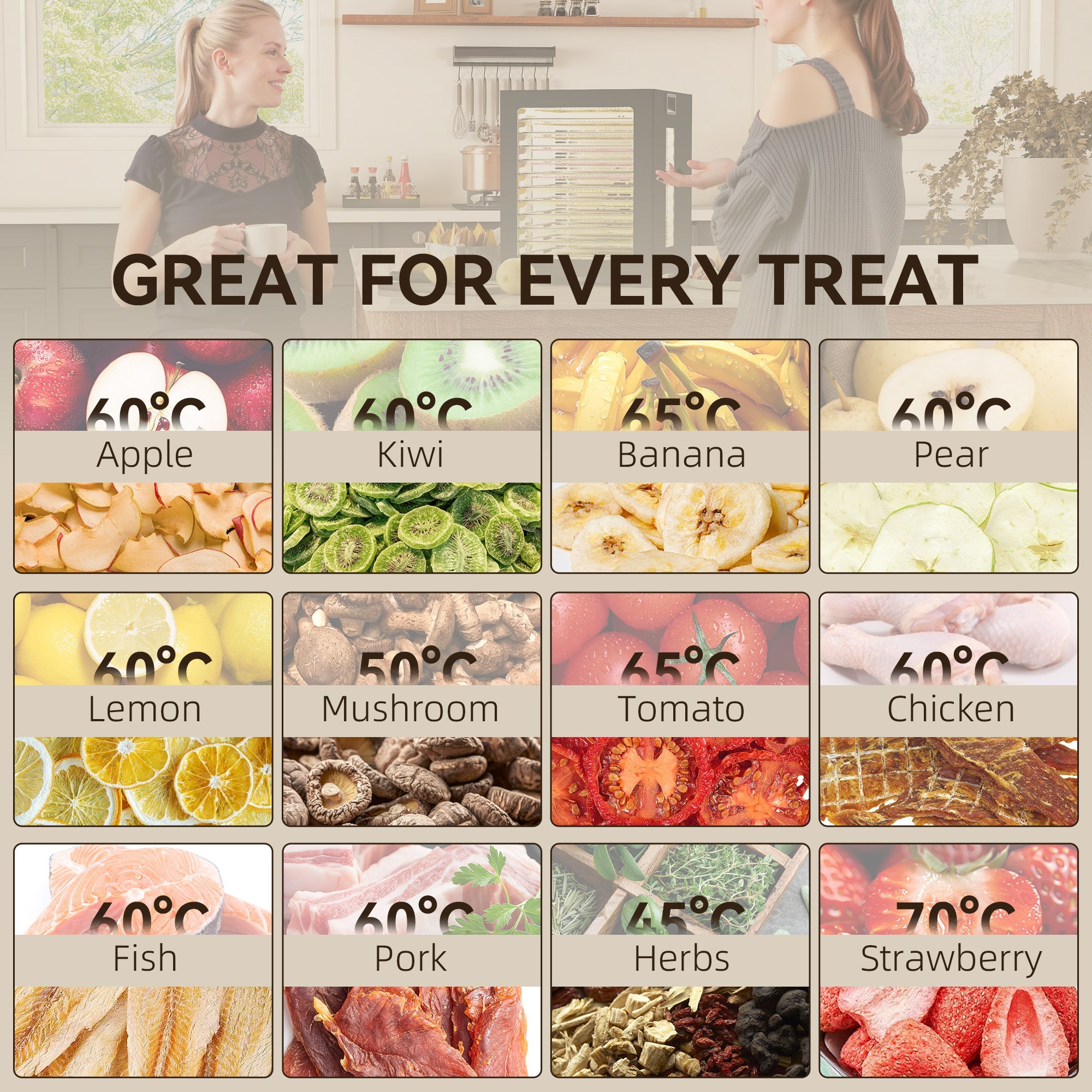 HOMCOM 12-Tray 40-70√¢‚Äû∆í Food Dehydrator - Black