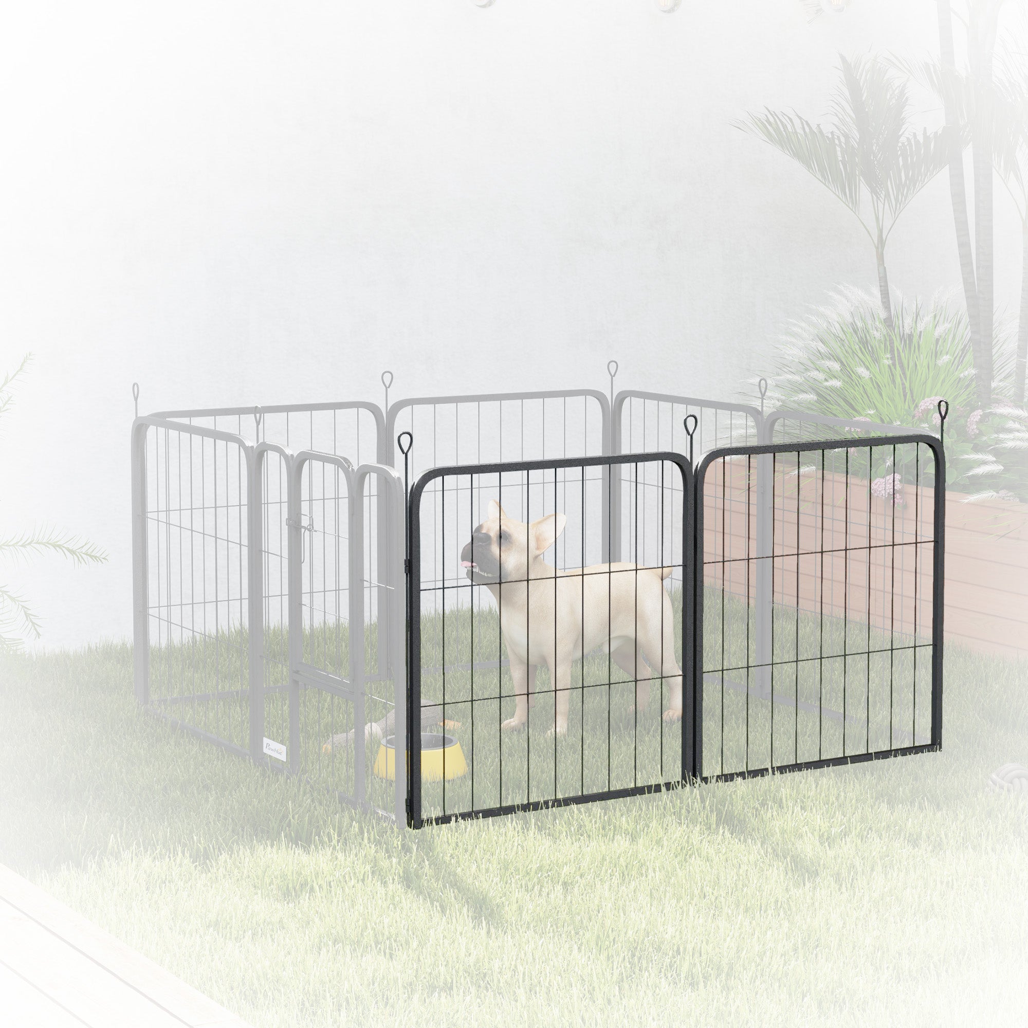 PawHut Two-Piece Dog Pen Expansion Pack for Small Dogs, 60cm Tall Animal Pen with Three Connecting Stakes