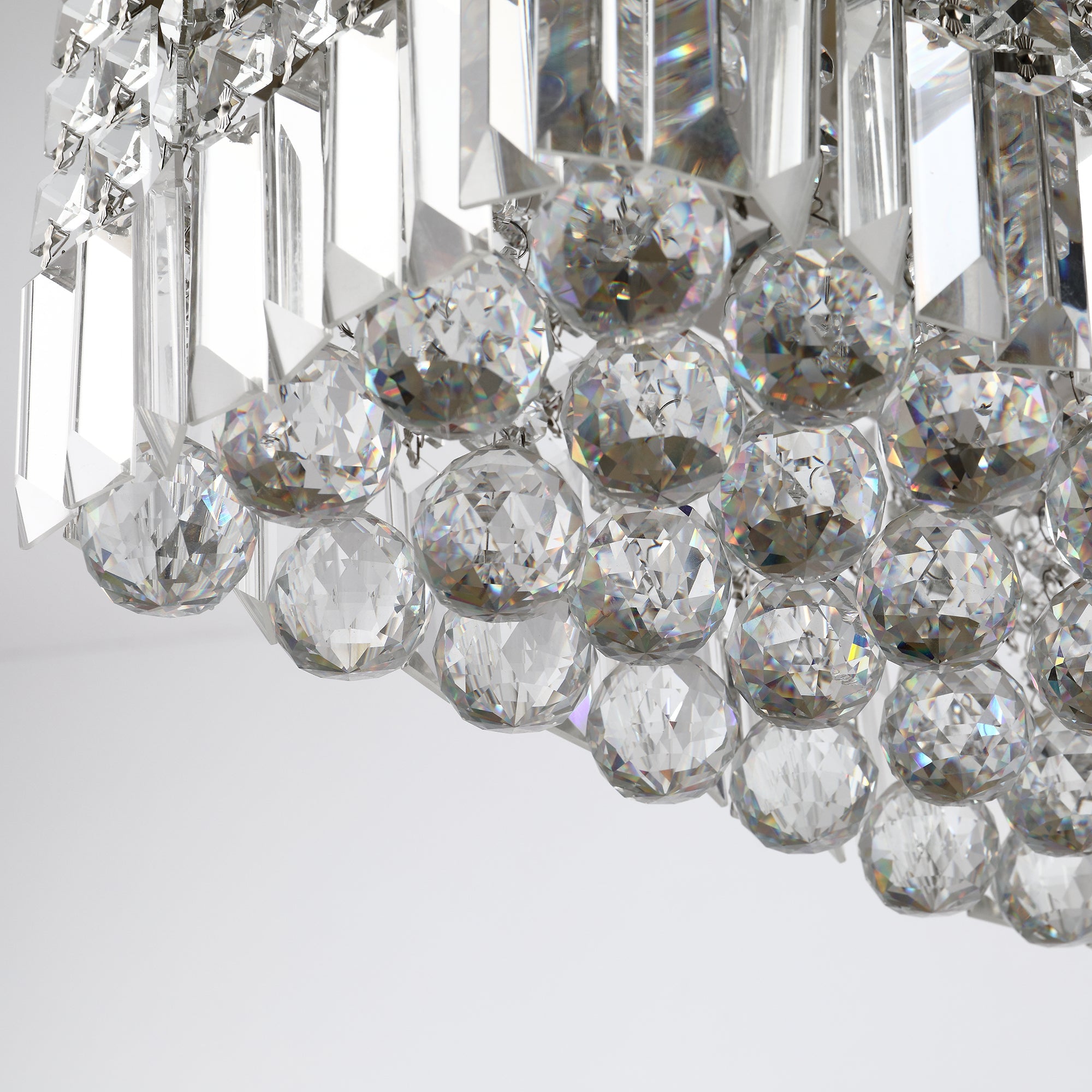 HOMCOM Modern Crystal Ceiling Light Square Crystal Chandelier for Living Room, Dining Room, Hall, E14 Base, Silver, 80 x 25 x 23cm