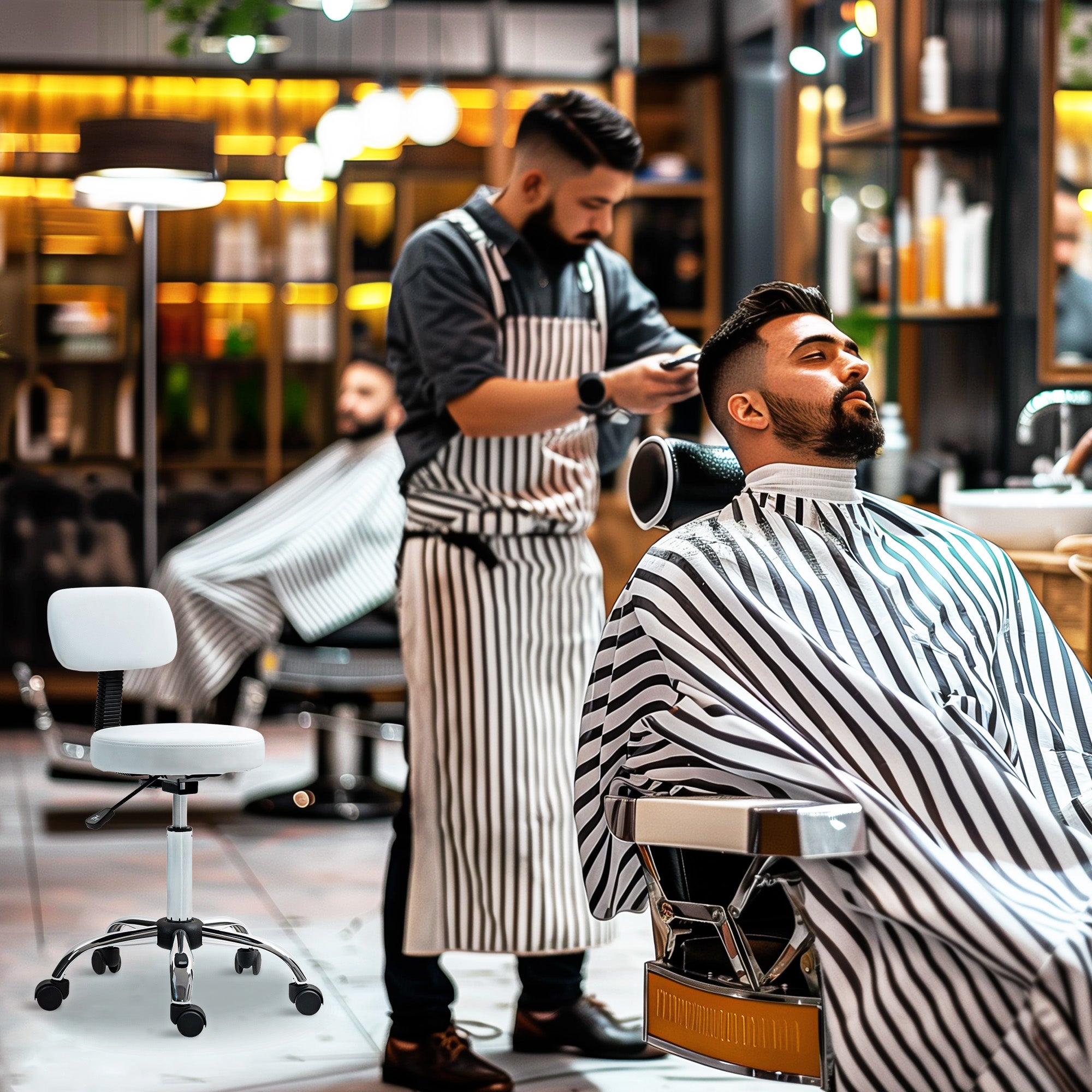 HOMCOM 360√Ç¬∞ Swivel Seat Salon Stool - White