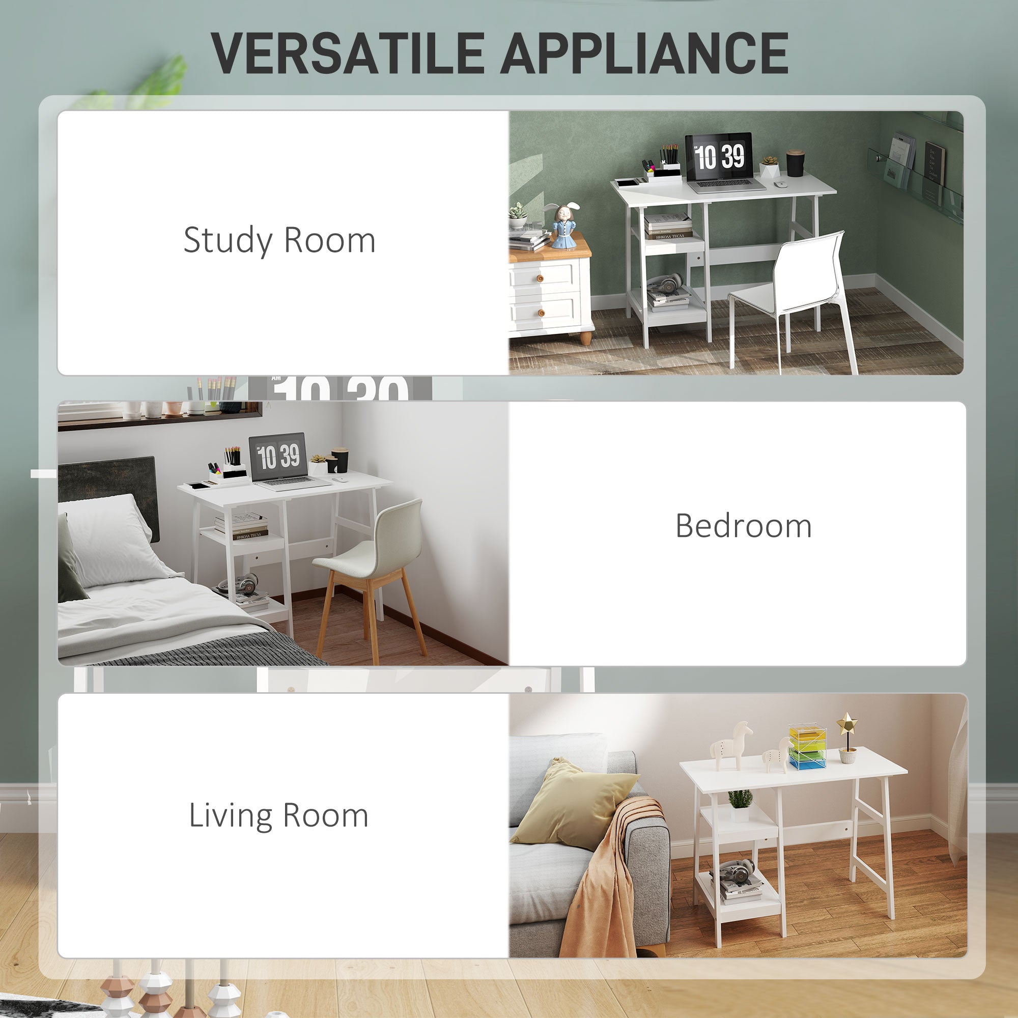 HOMCOM Compact Computer Desk with Storage Shelves, Study Table with Bookshelf, PC Table Workstation for Home Office, Study, Easy Assembly, 106 x 51cm, White