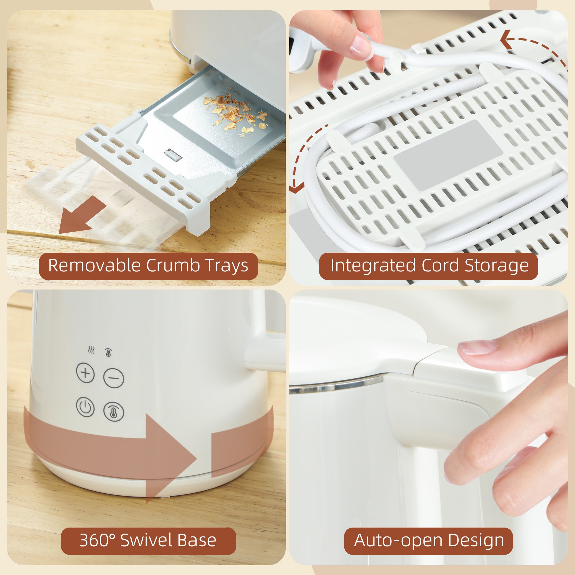 HOMCOM Polished Metal Kettle and Toaster Set - White