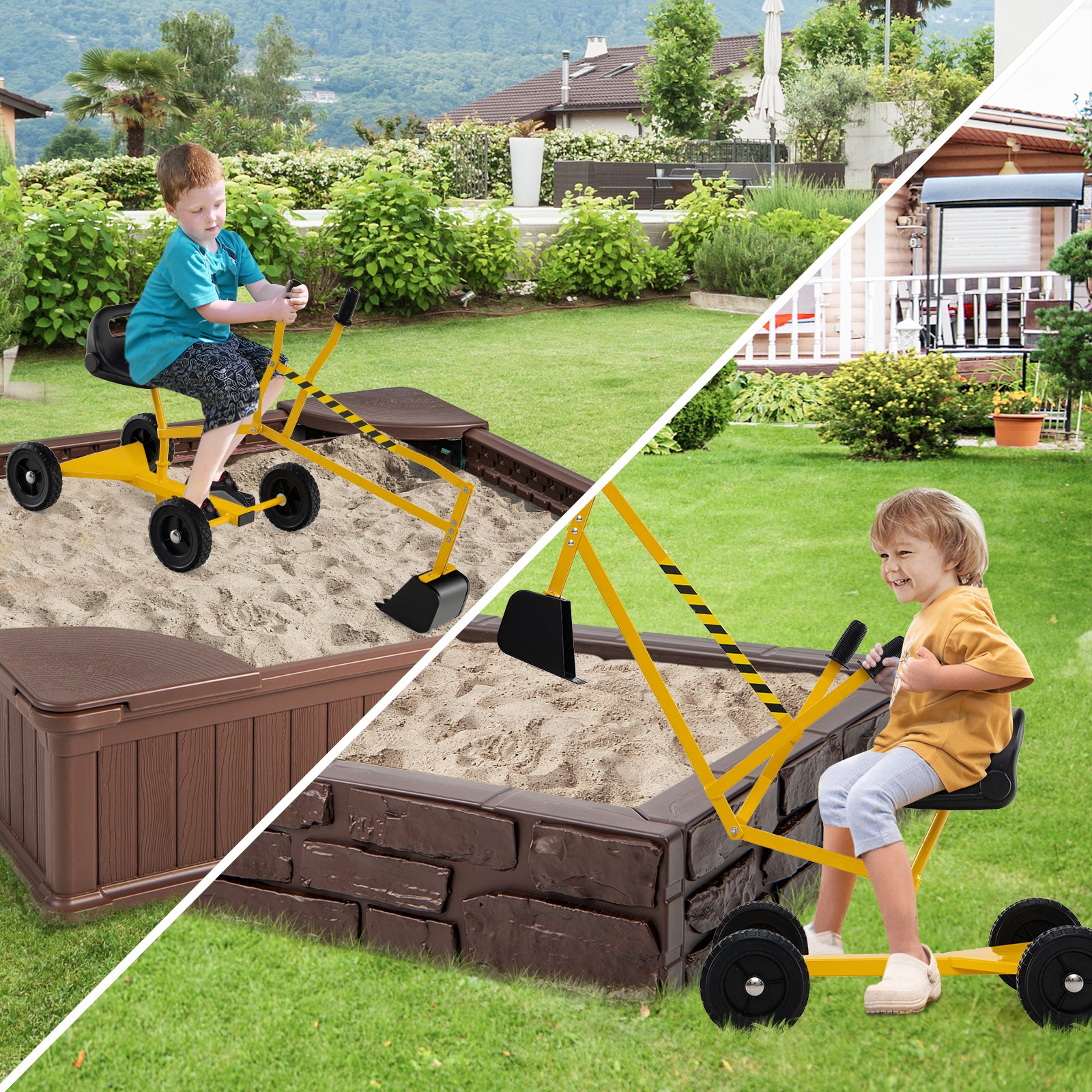 Sandbox Toy Digger with 2-Handed Controls for 3+ Years Old-Yellow