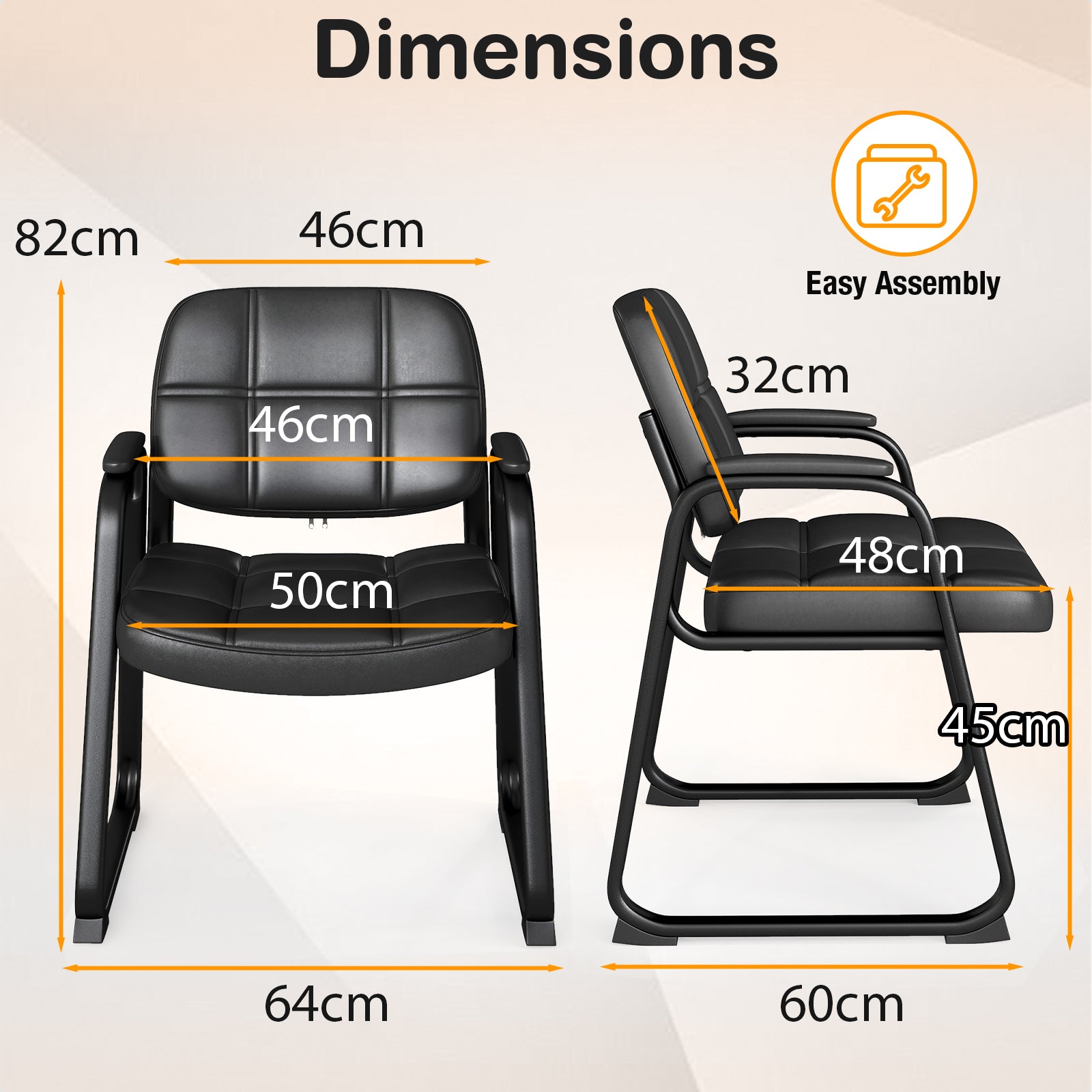 Set of 4 Guest Chair with Padded Armrests for Conference Meeting Room-Black