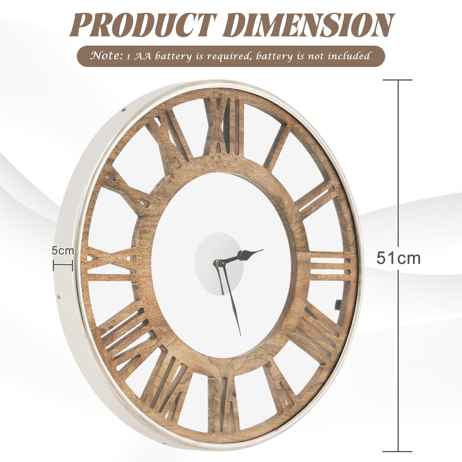 15.5/20 Inch Silent Wall Clock with Classic Frame-L