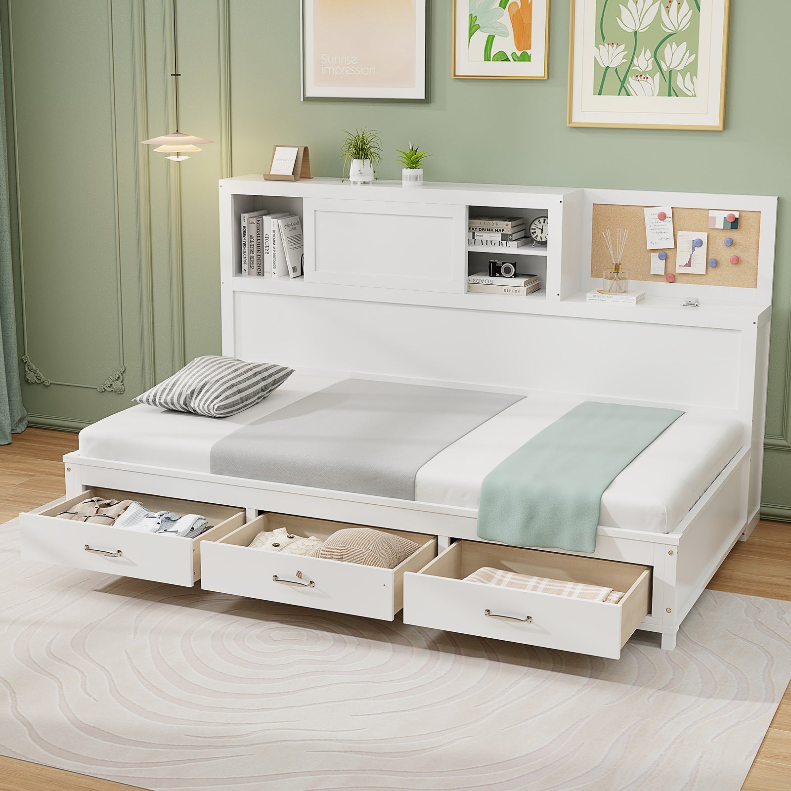 Single/Double Daybed Frame with 3 Storage Drawers-Single Size