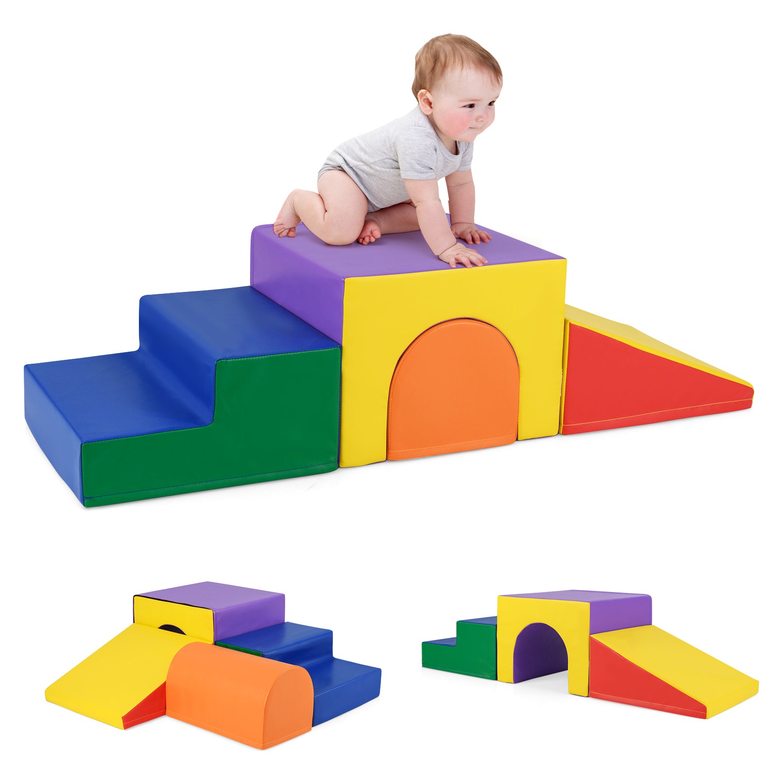 4-Piece Soft Climb and Crawl Foam Block Play Set for Infant Baby-Colourful