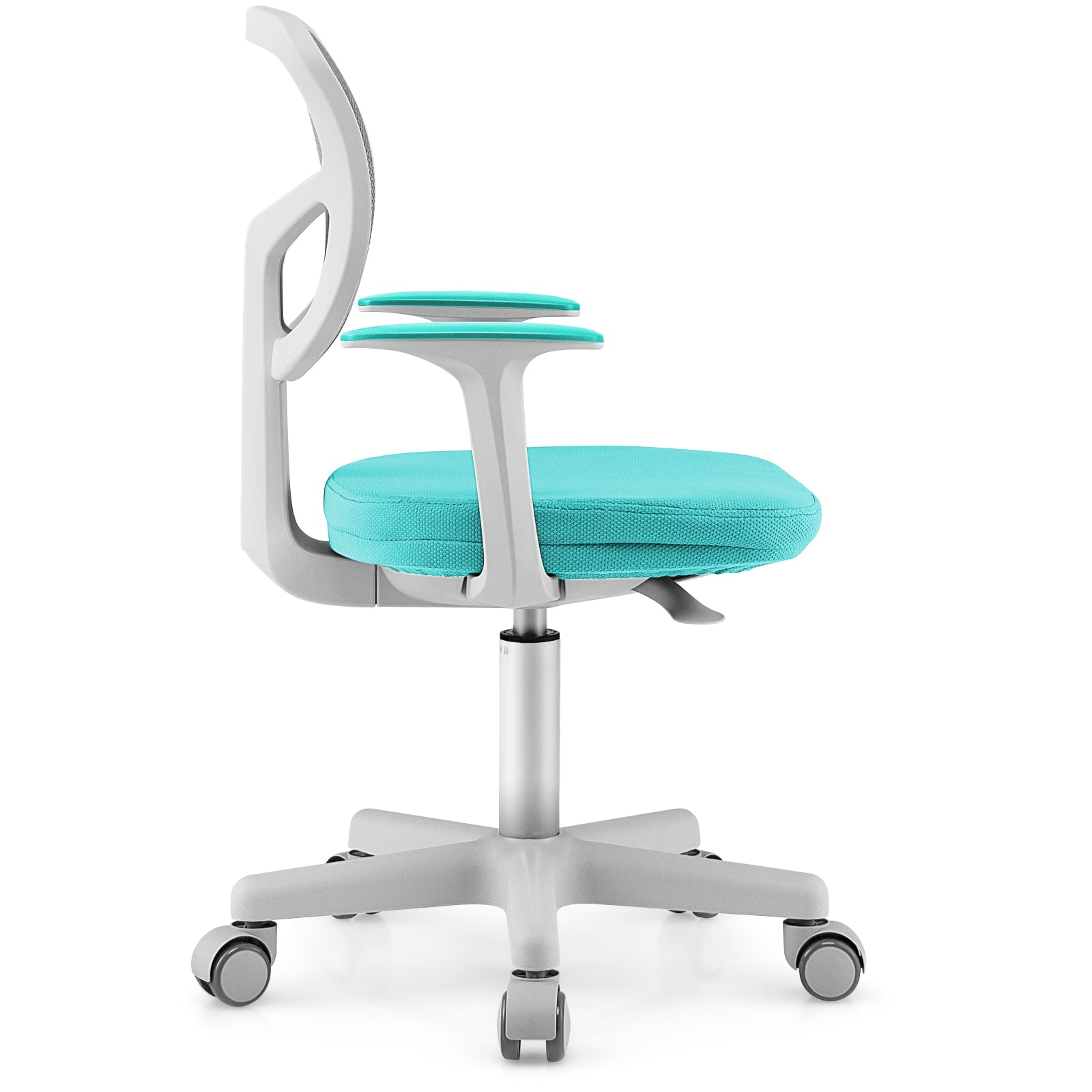 Kids Height-Adjustable Swivel Computer Desk Chair with Lumbar Support-Turquoise