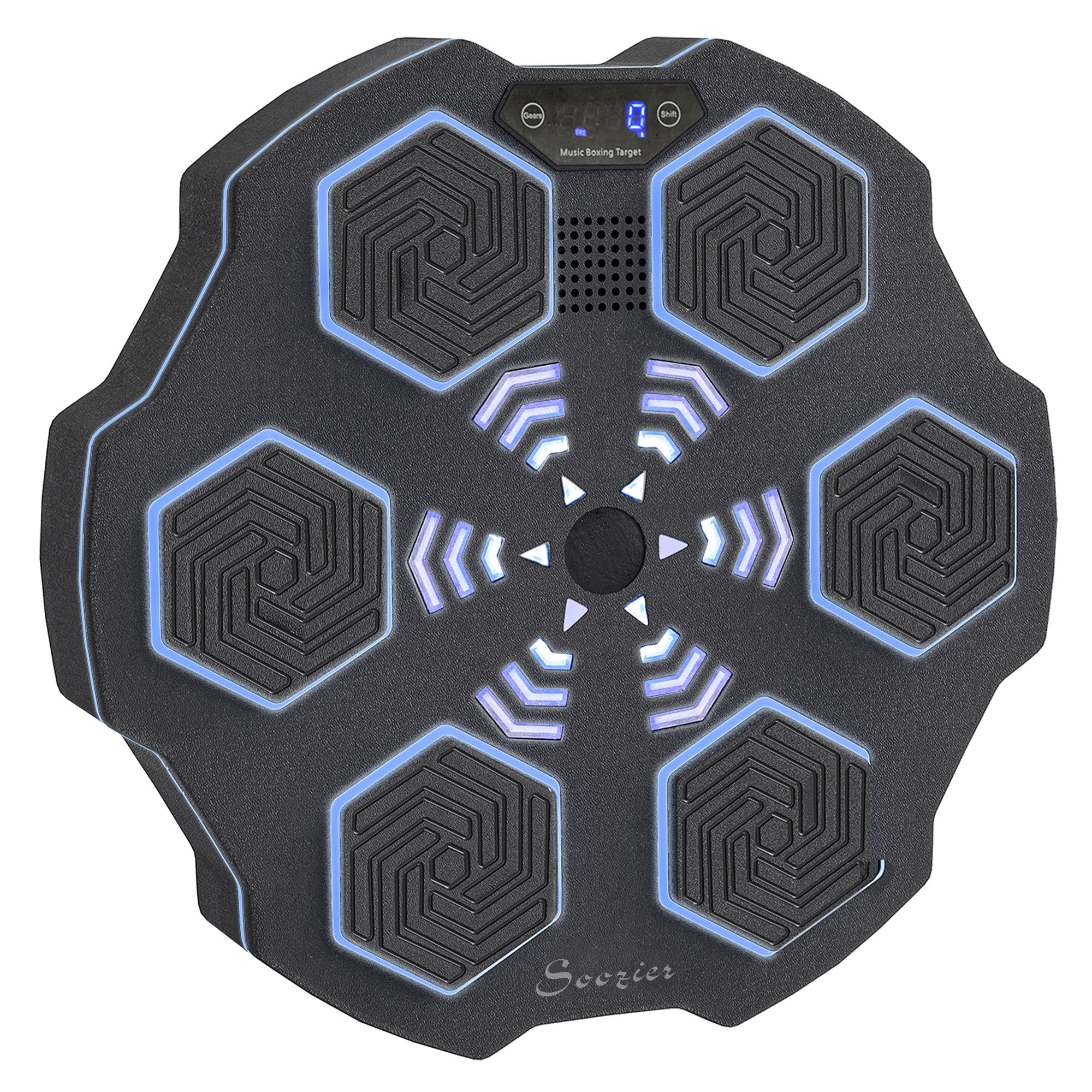 SPORTNOW Music Boxing Machine, Smart Bluetooth Boxing Machine Wall Mounted with 9 Speeds & Modes, LED Lights, Punching Pad for Adults, Black