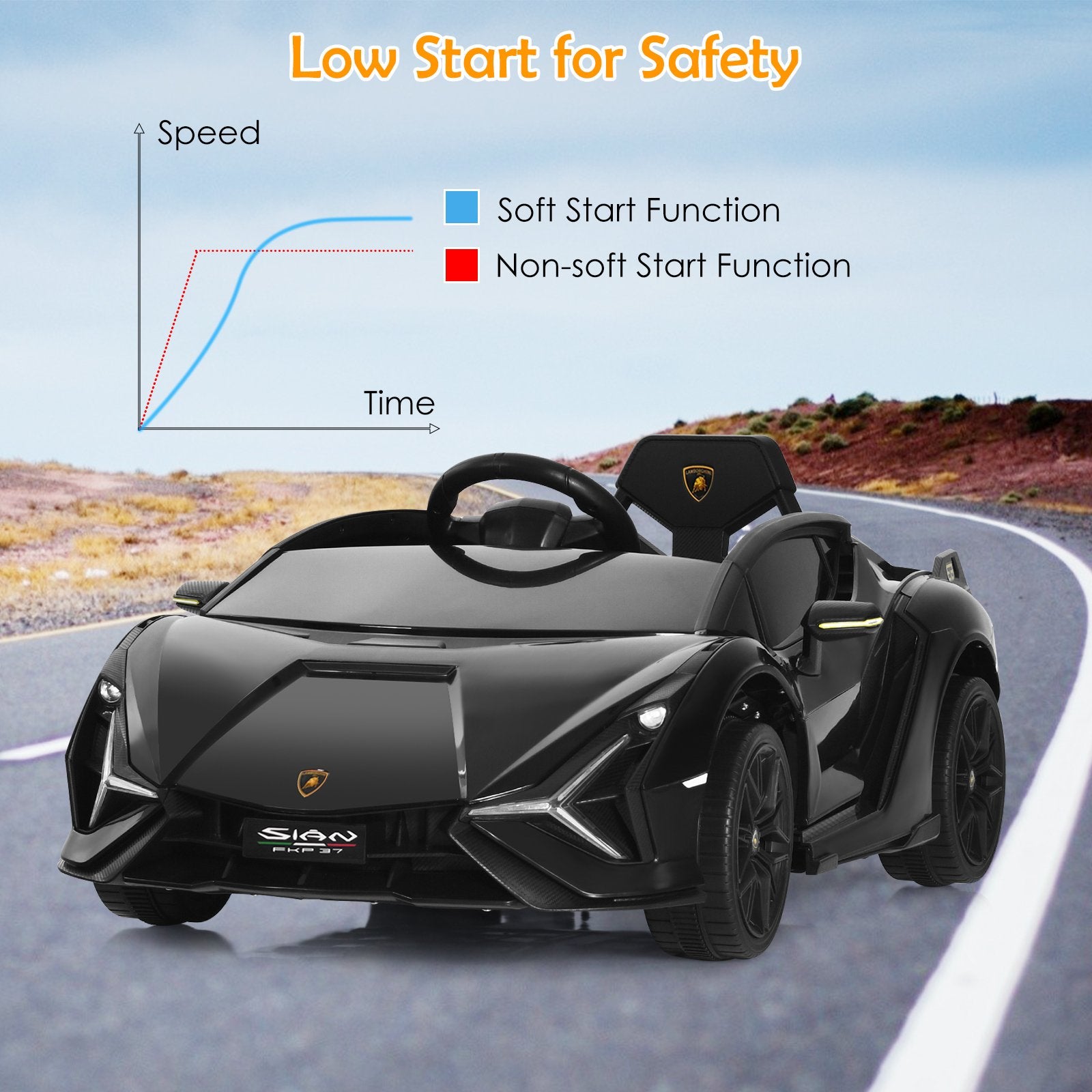 12V Kids Electric Ride on Car with Remote Control-Black