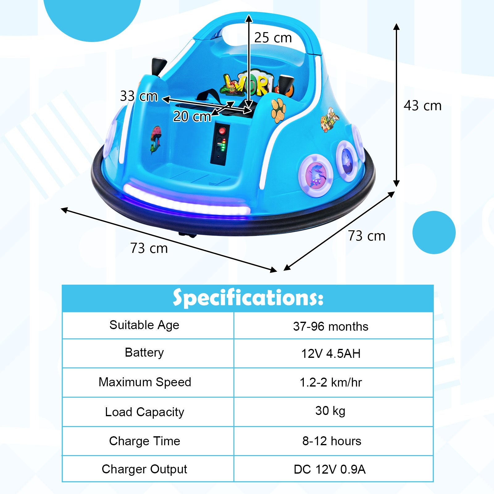 Electric Bumper Car with 360¬∞ Spin and Remote Control for Toddlers and Babies-Navy